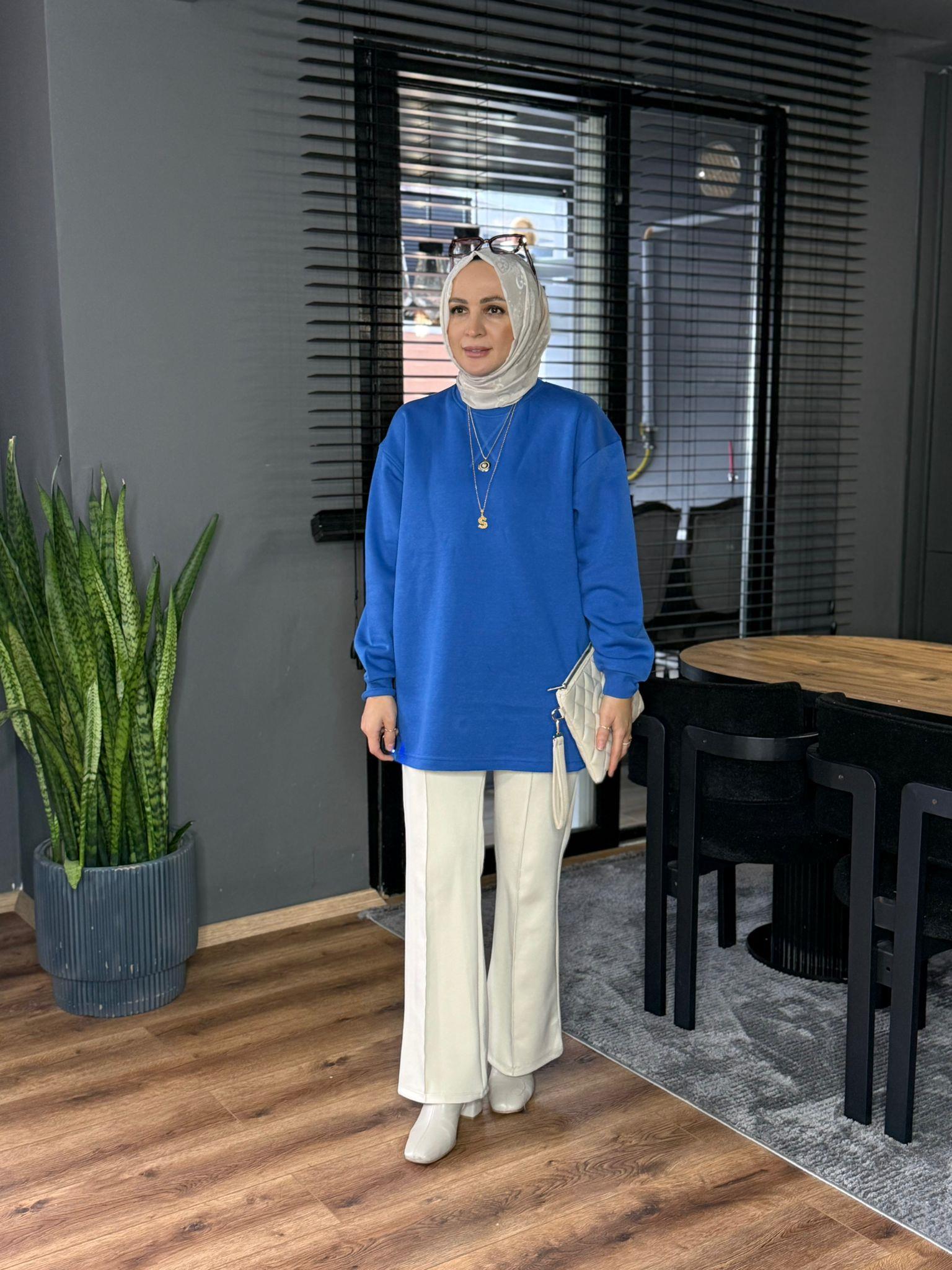 5275 ŞARDONLU SWEAT SAKS MAVİ 
