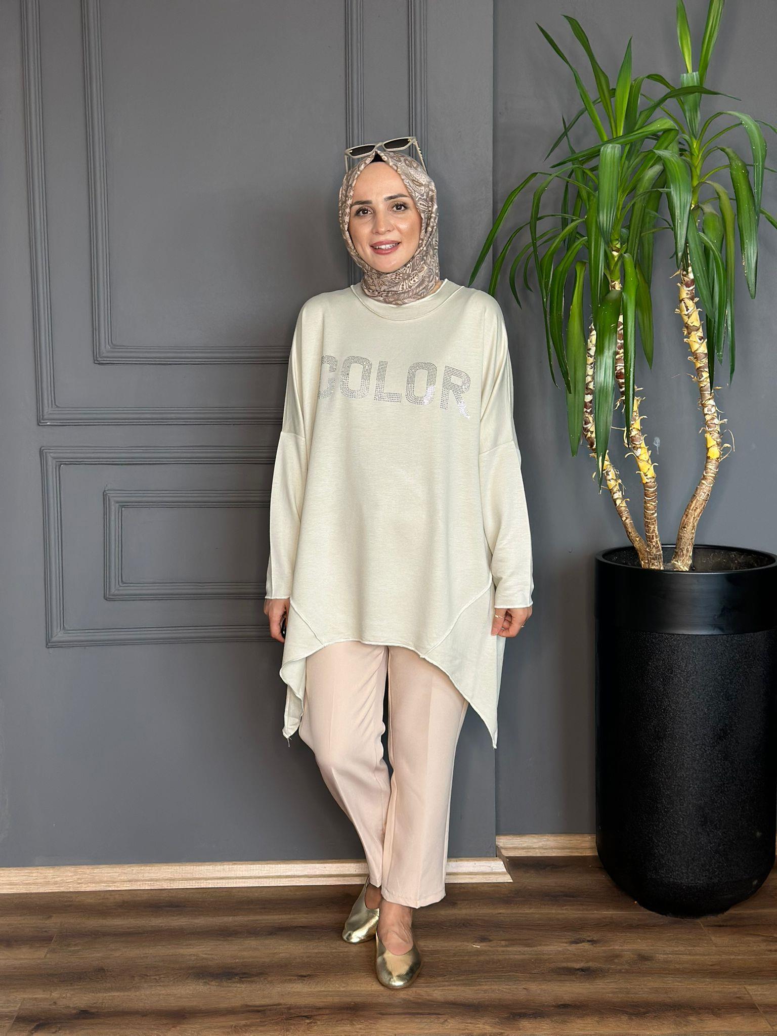 5686 COLOR SWEAT BEJ 