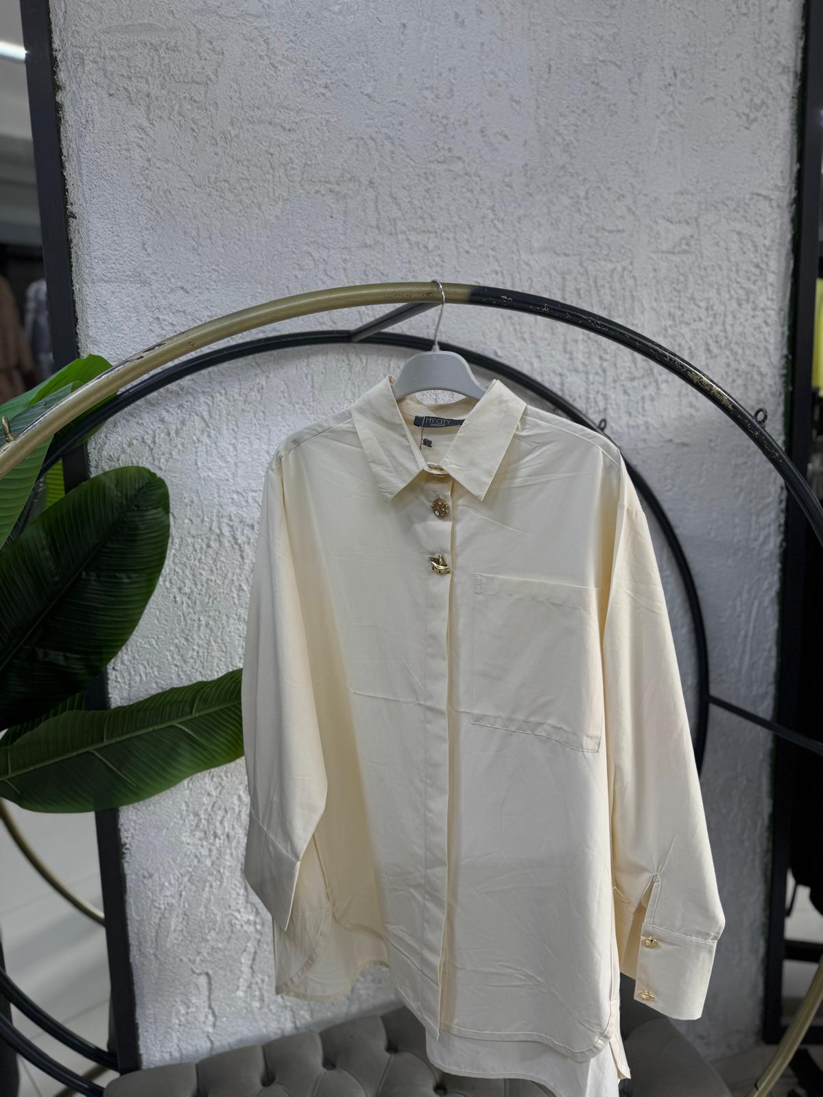 5784 GOLD DÜĞMELİ GÖMLEK KREM