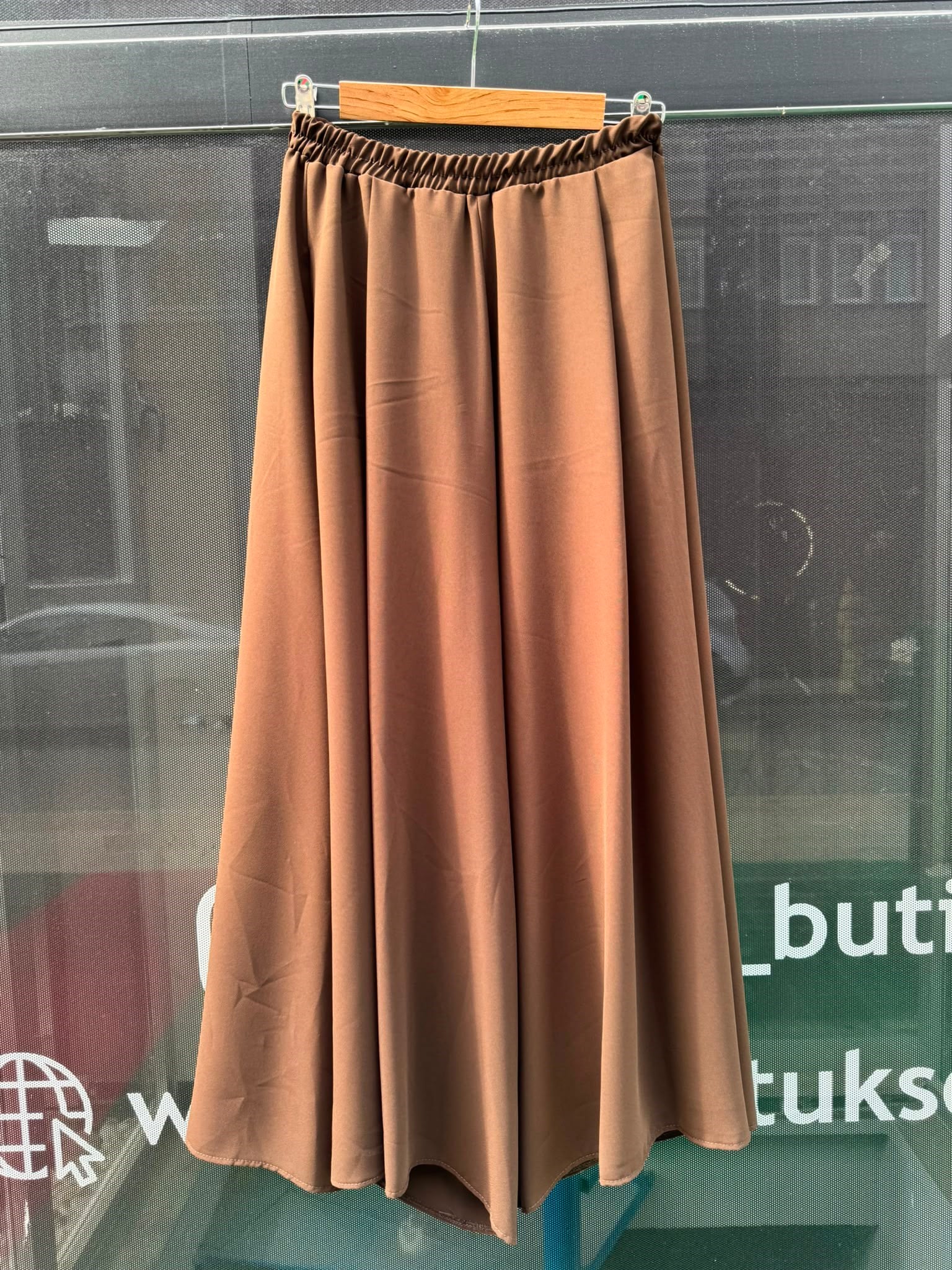 6137 KREP KUMAŞ ETEK PANTOLON KAHVERENGİ 