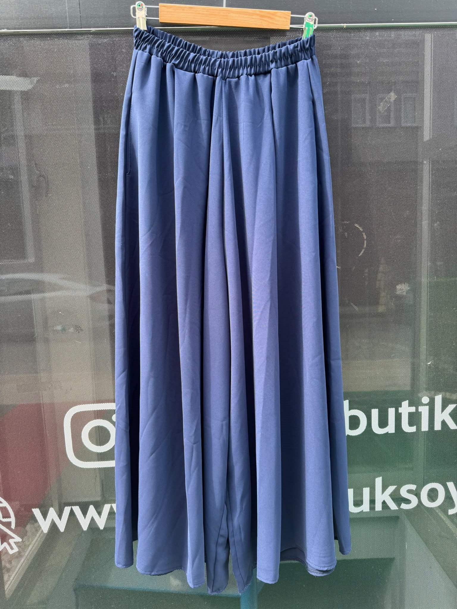 6137 KREP KUMAŞ ETEK PANTOLON LACİVERT
