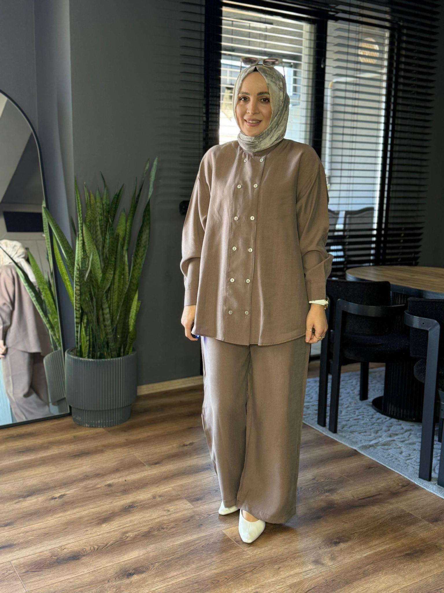 6294 DİK YAKA TAKIM KAHVE 