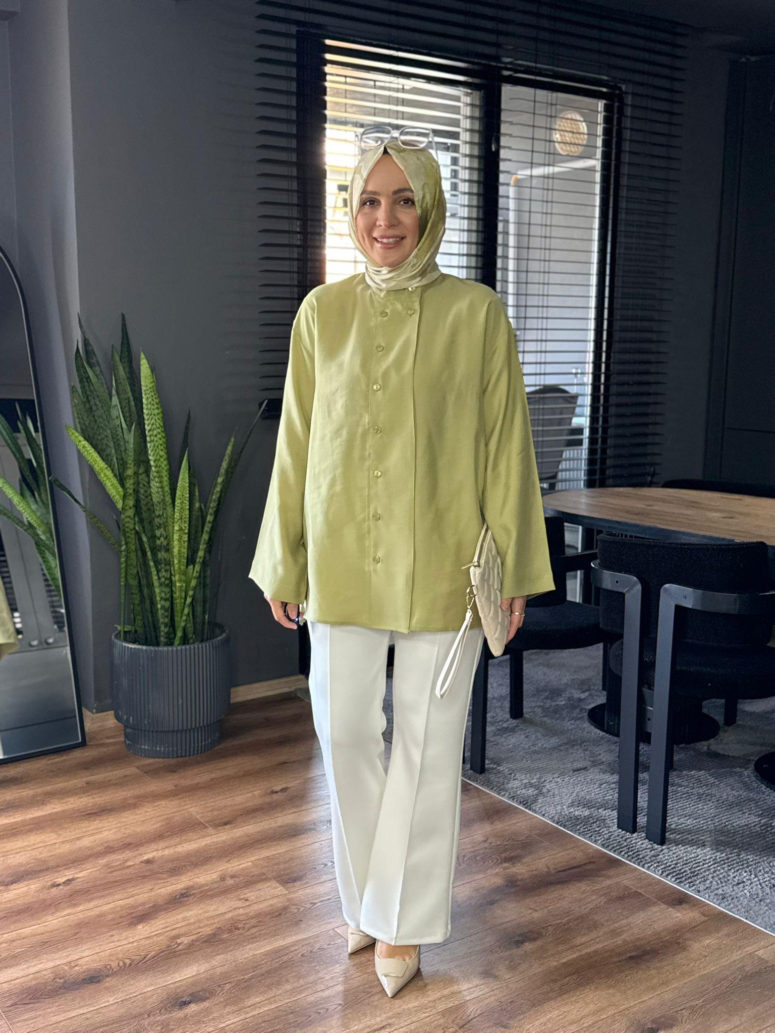 6299 DİK YAKA  GÖMLEK YEŞİL 