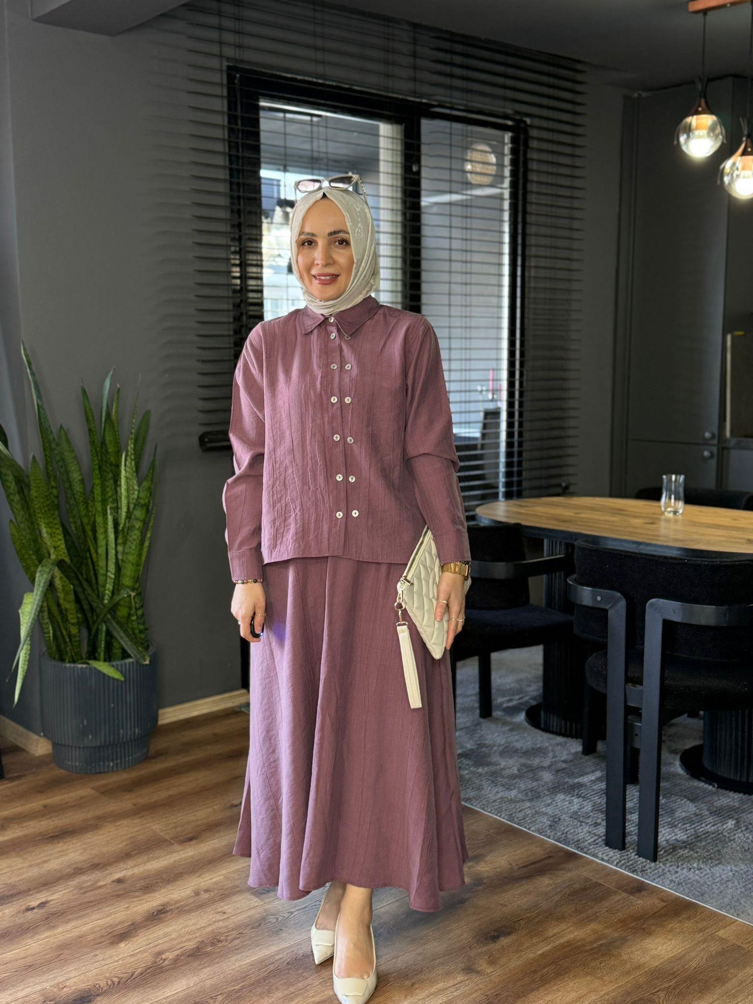 6304 ÇİFT DÜĞMELİ ETEKLİ TAKIM MÜRDÜM 