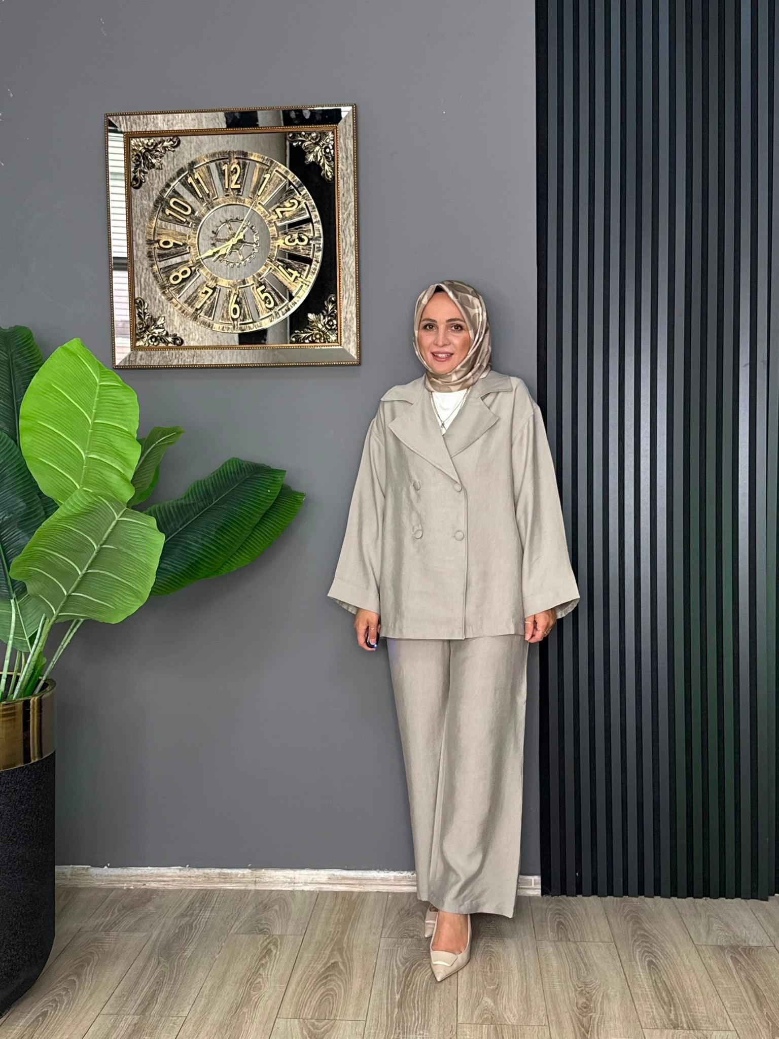 6398 ÇİFT DÜĞMELİ TAKIM TAŞ RENGİ