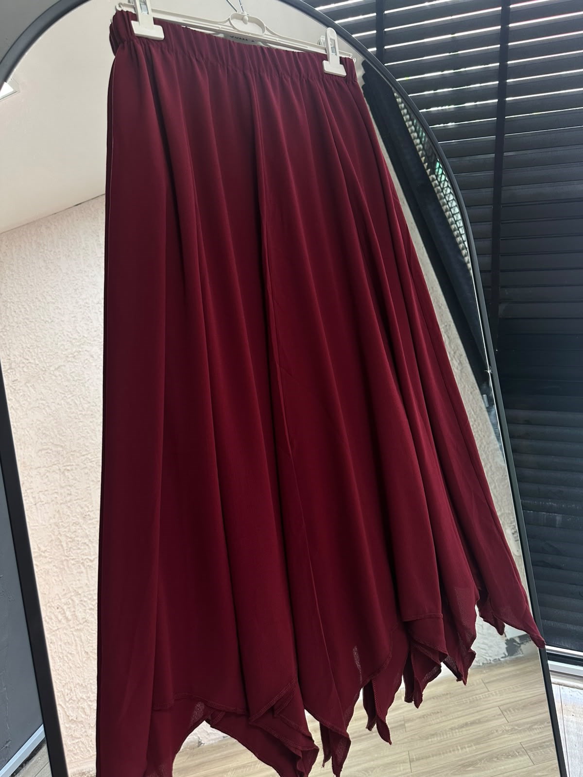 6444 ASİMETRİK KESİM ETEK BORDO STD 