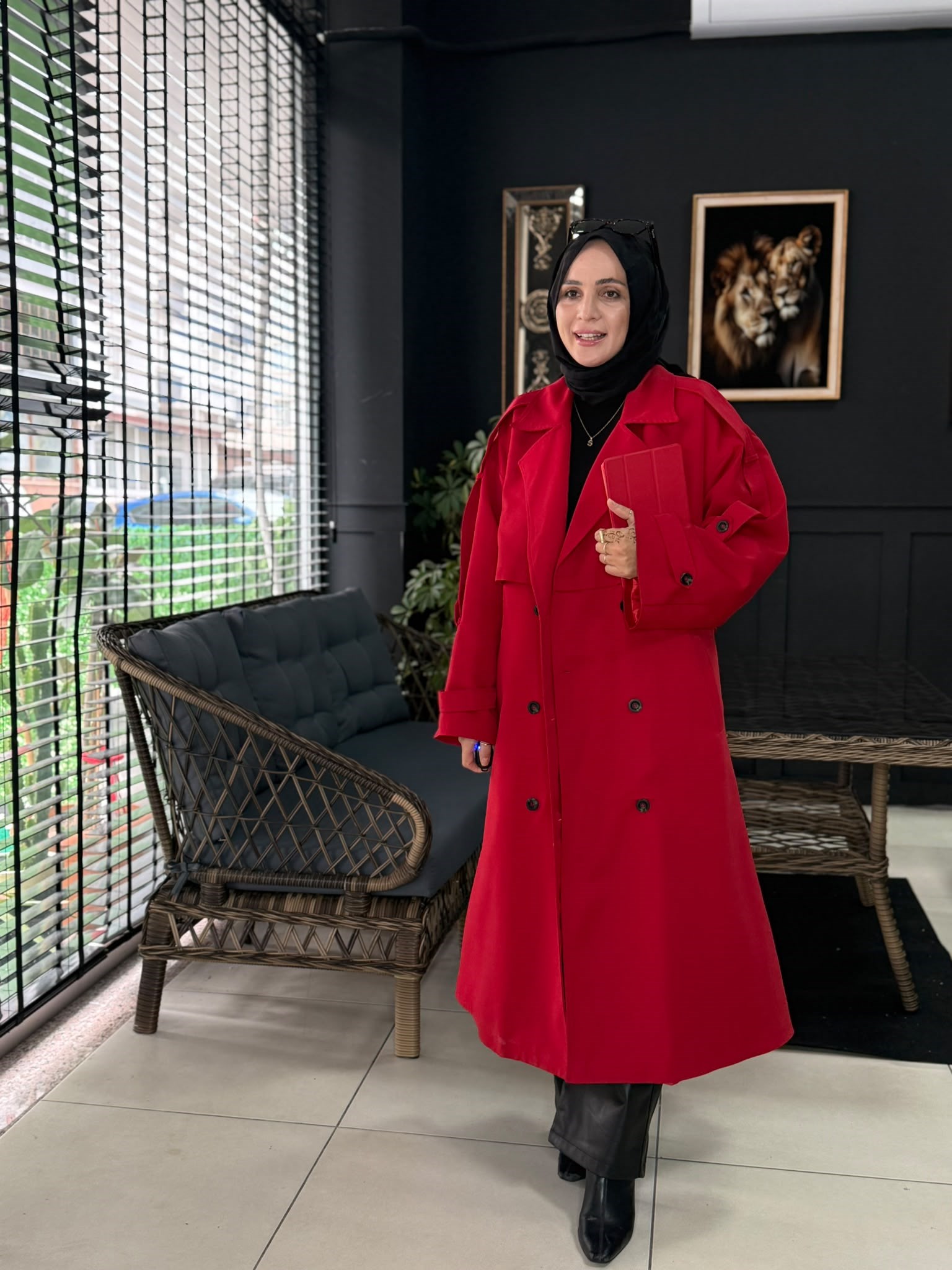 70165 OVERSİZE KIRMIZI TRENÇ STD 