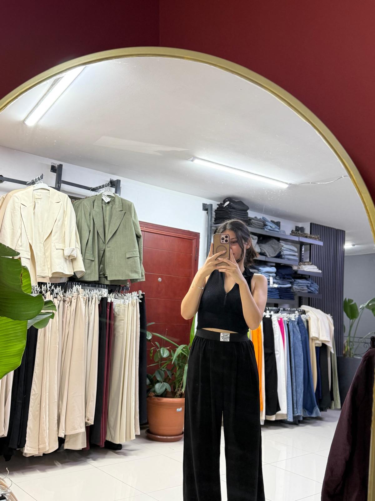 71243 BELİ LASTİKLİ PANTOLON SİYAH 