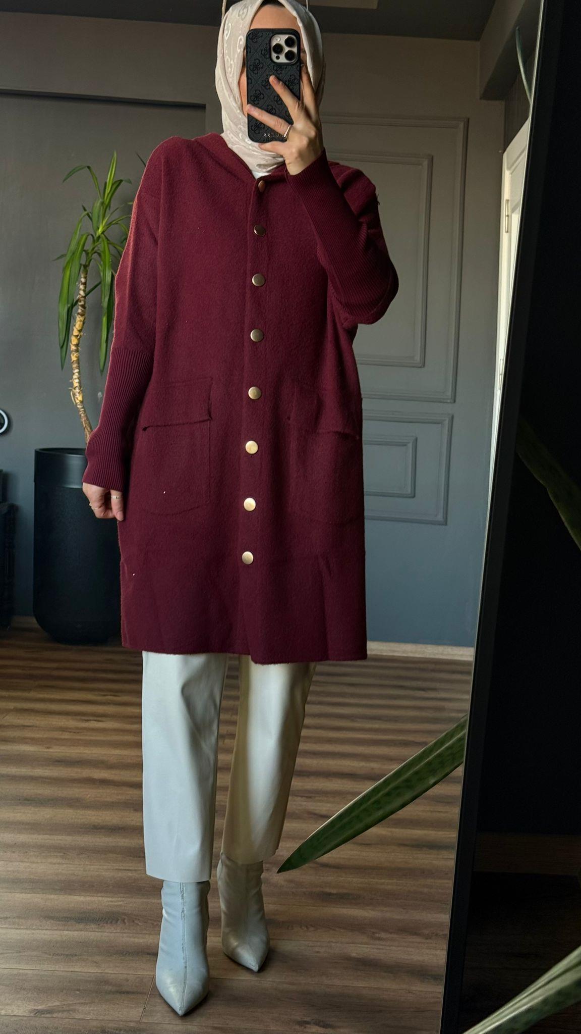 80153 KAPİŞONLU HIRKA BORDO 