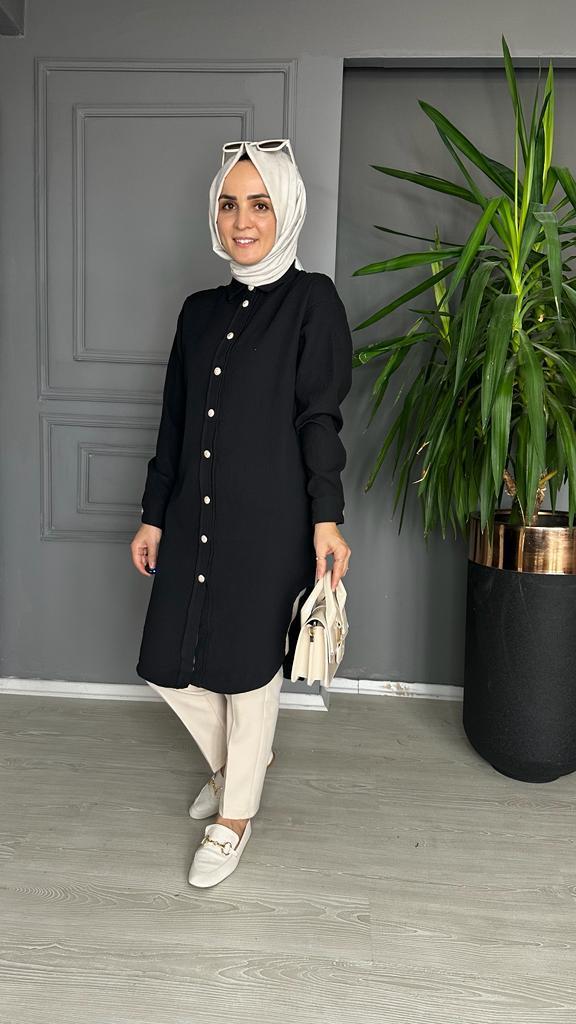 8415 UZUN GÖMLEK SİYAH S-M