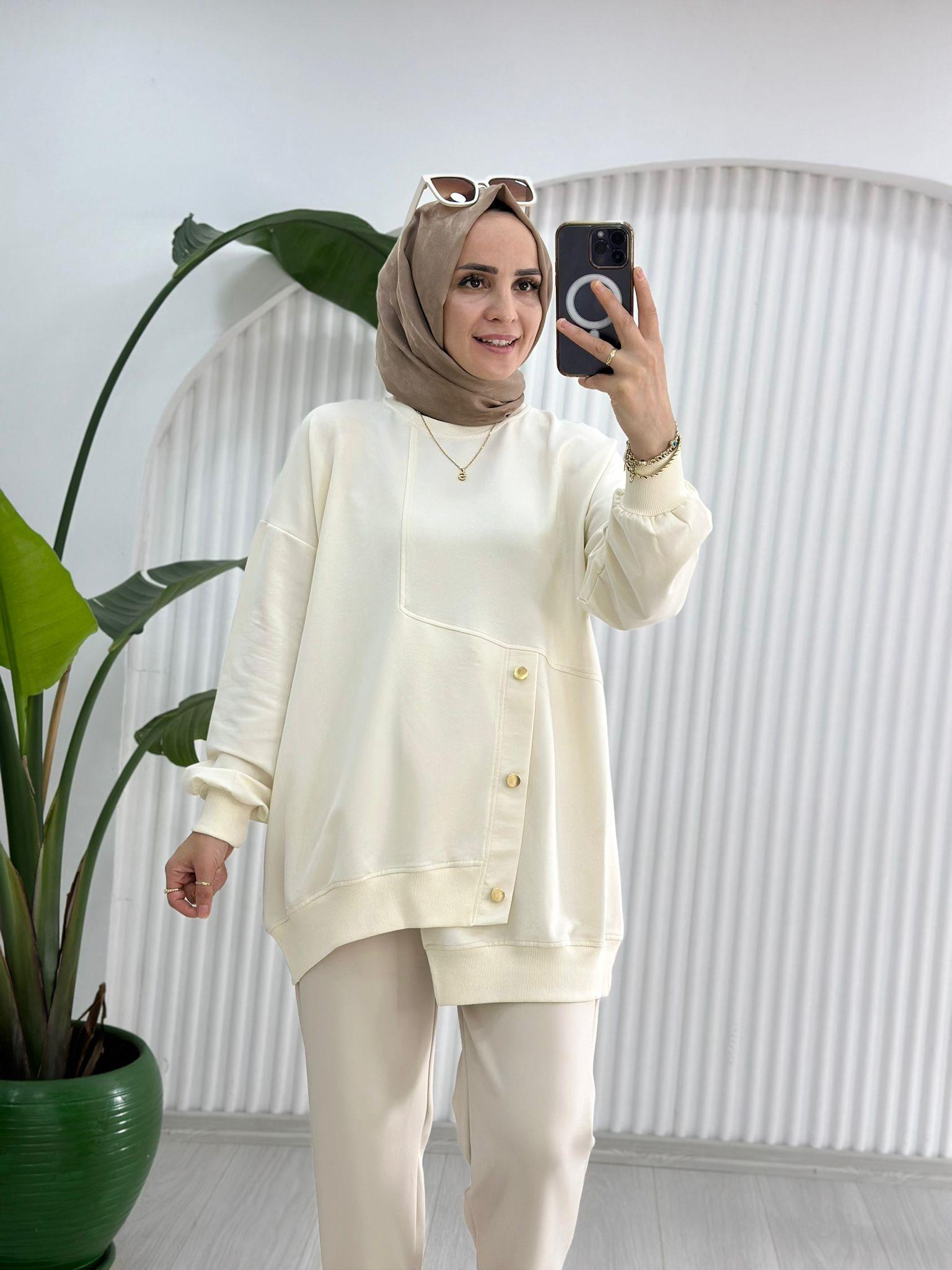 8893 DÜĞME DETAY SWEET  KREM 