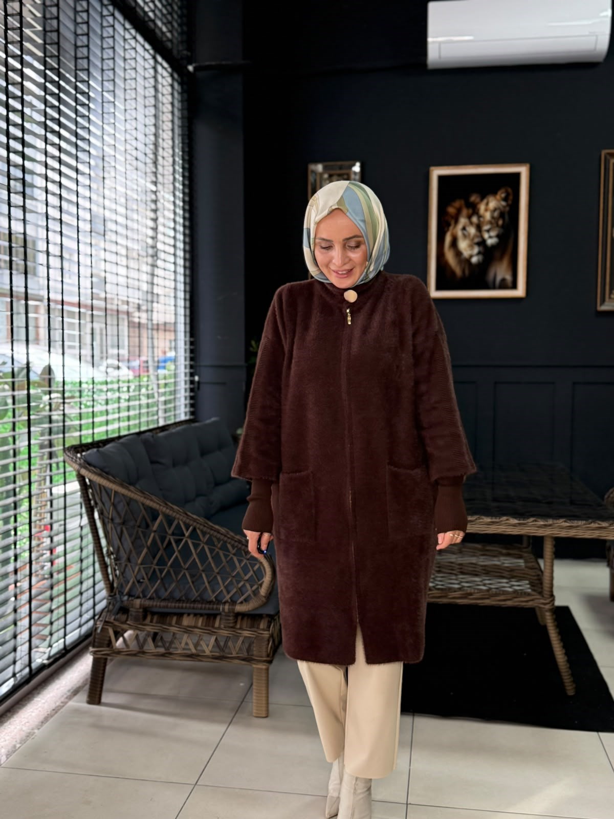 9110 ANGORA CEKET KAHVERENGİ
