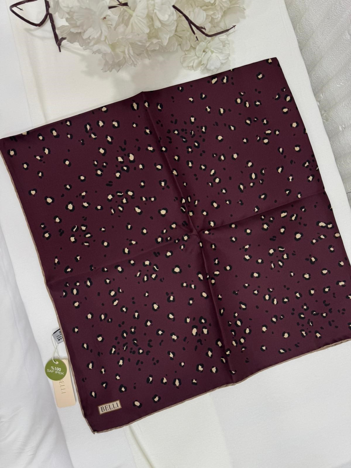 BELLİ EŞARP LEOPAR DESEN BORDO 