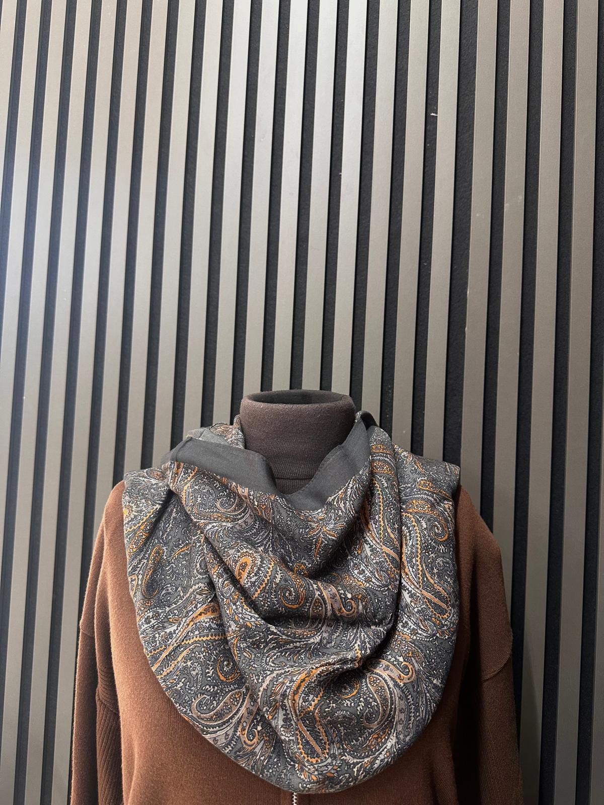 ETNİK DESEN ŞAL GRİ