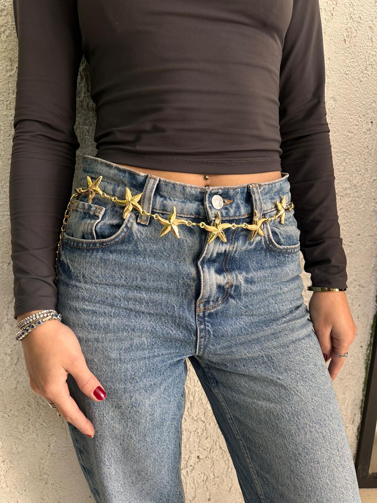 GOLD DENİZ YILDIZLI ZİNCİR KEMER
