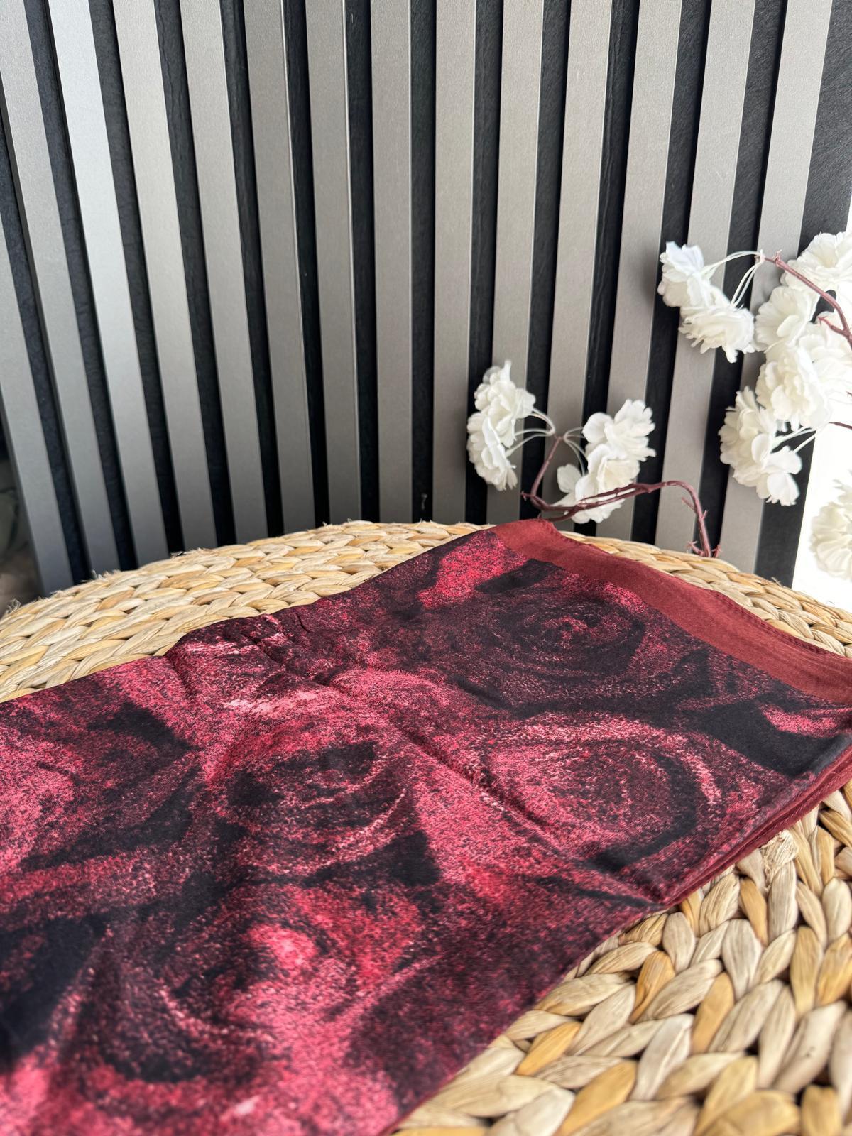 GÜL DESEN ŞAL BORDO