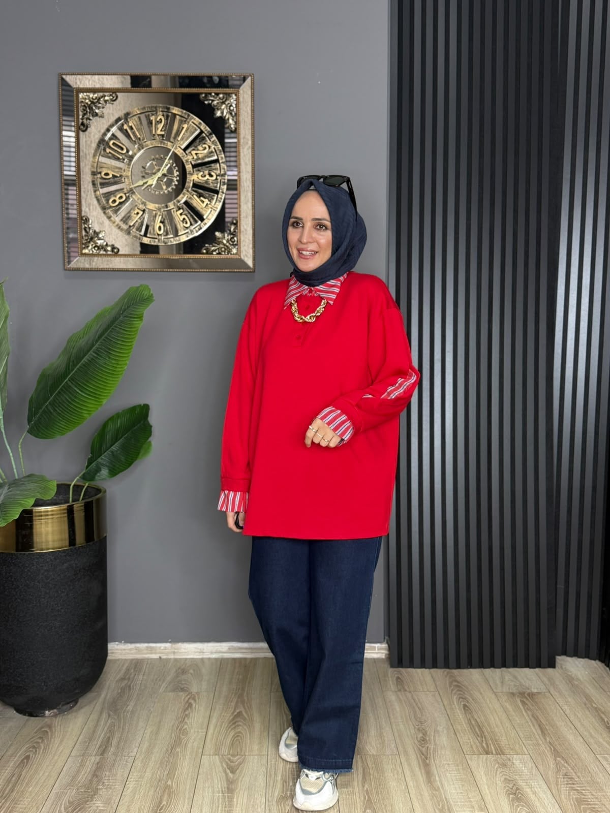 056 POLO YAKA TUNİK KIRMIZI 