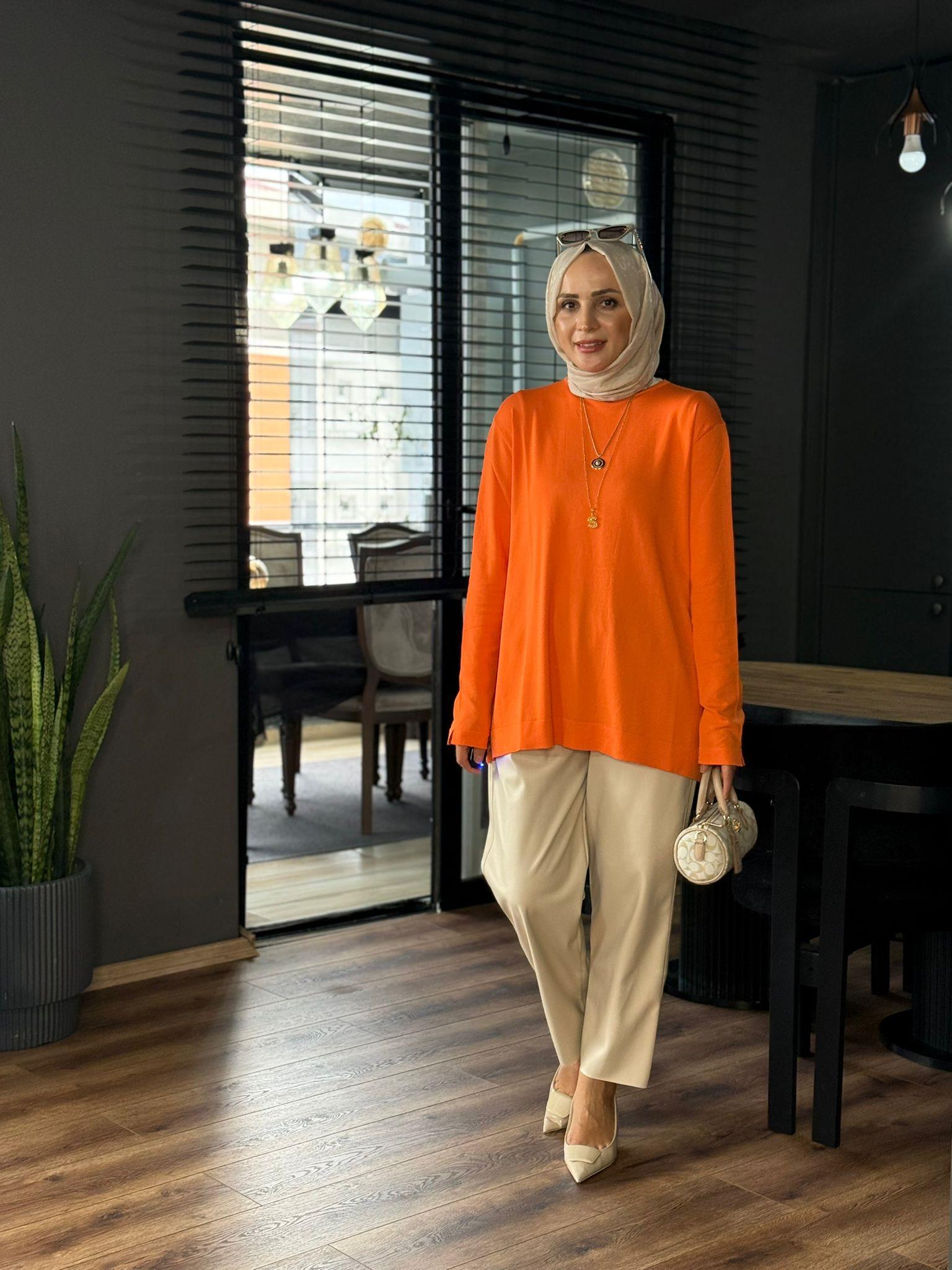 10481 SOĞUK MERSERİZE TUNİK TURUNCU