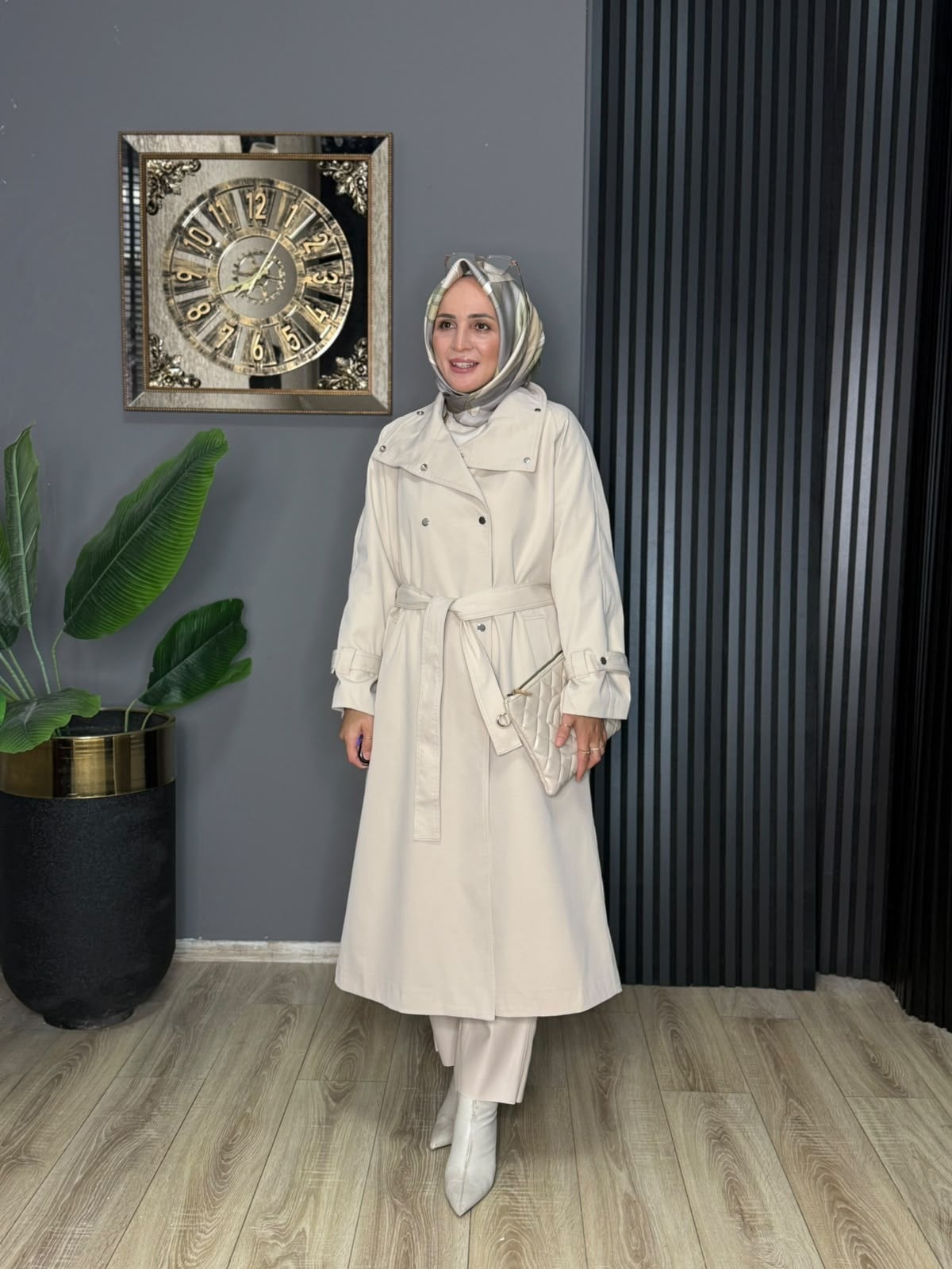 1229 COOL DİK YAKA TRENÇKOT KREM