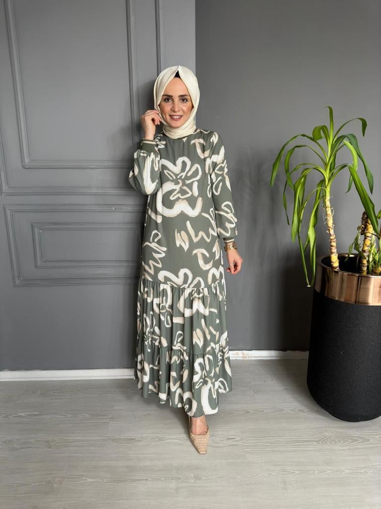 12437 ELBİSE YEŞİL L BEDEN