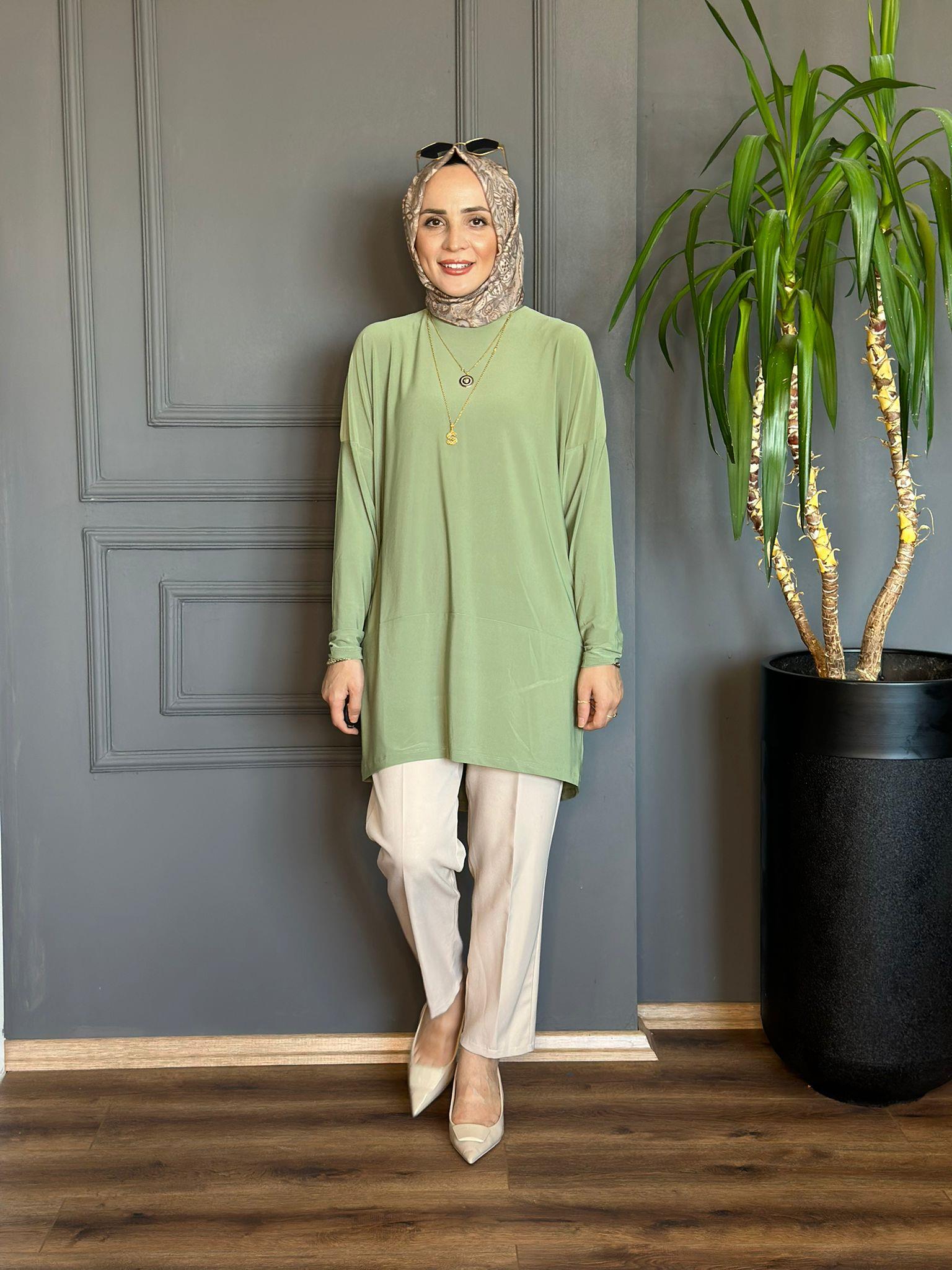 1280 SUNDY MAKAS TUNİK MİNT YEŞİLİ  