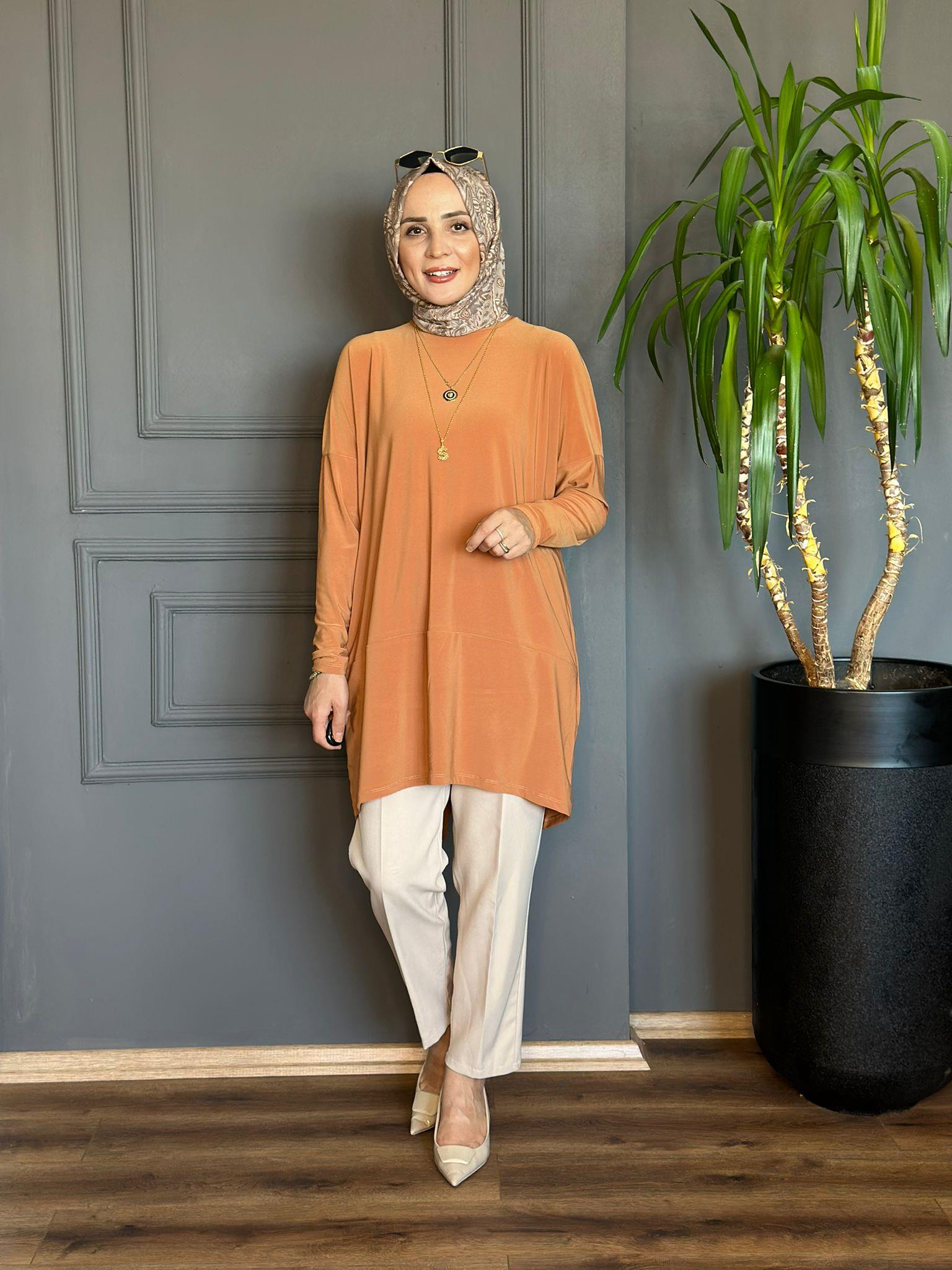 1280 SUNDY MAKAS TUNİK PASTEL TURUNCU 