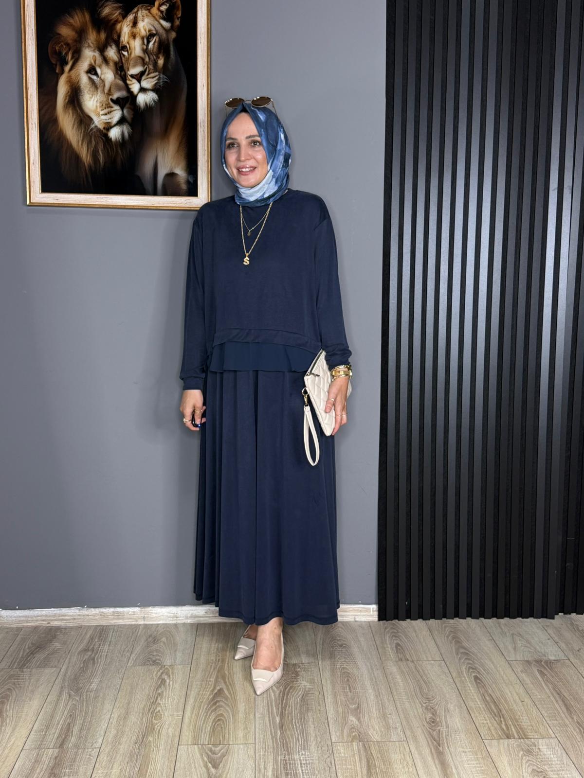 14420 TÜL DETAY LACİVERT TAKIM 