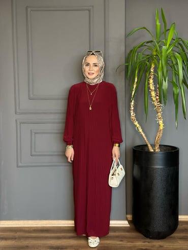 1505 SANDY KUMAŞ PİLİSELİ ELBİSE 