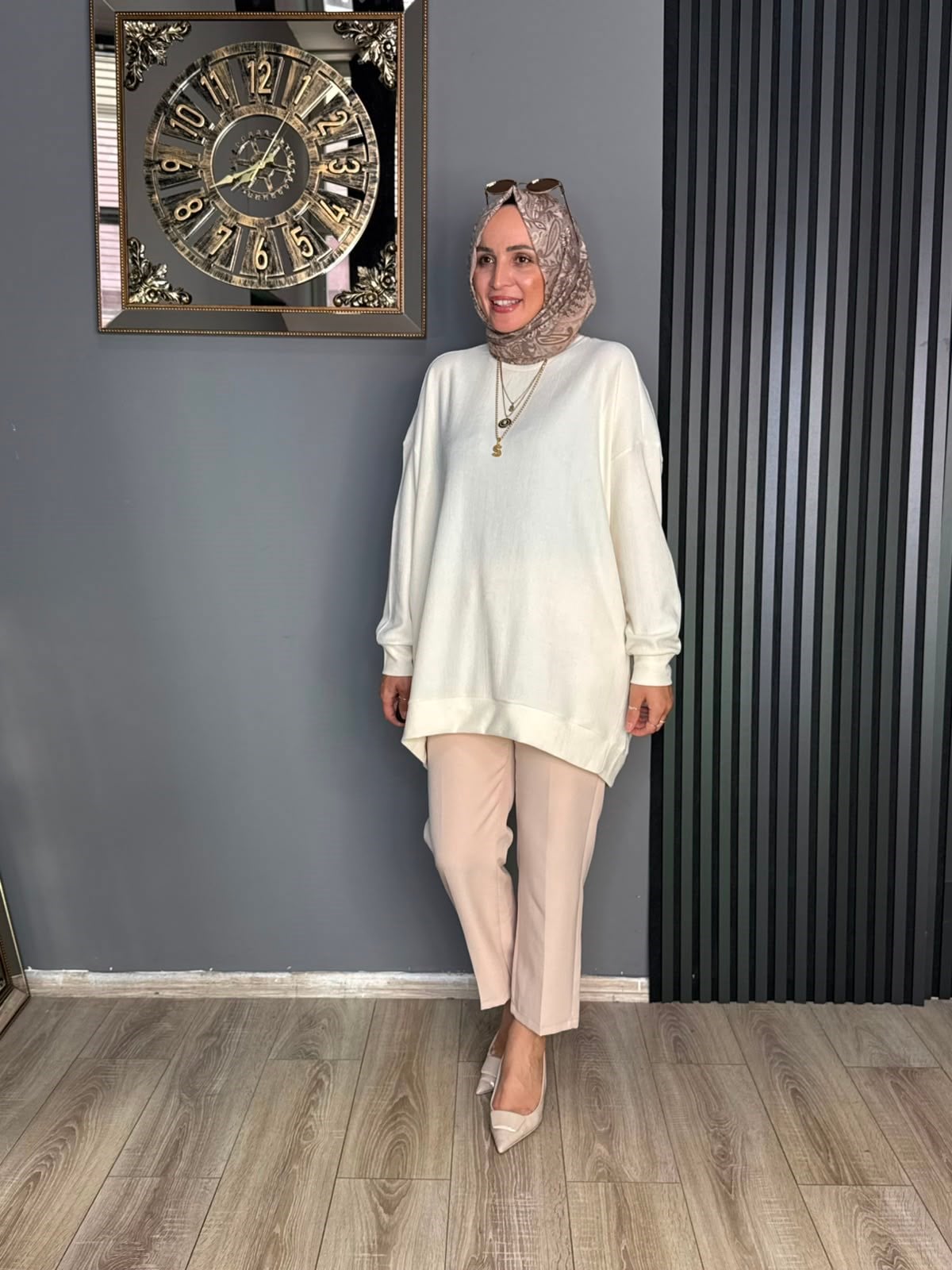 1736  LİNA ÖRME TUNİK KREM 
