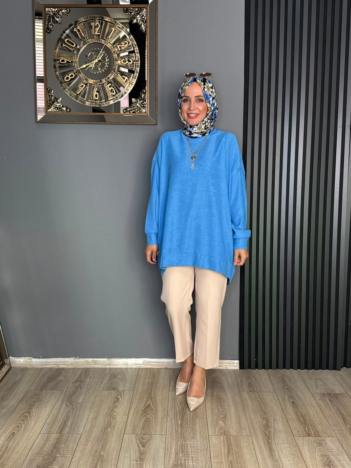 1736  LİNA ÖRME TUNİK MAVİ 