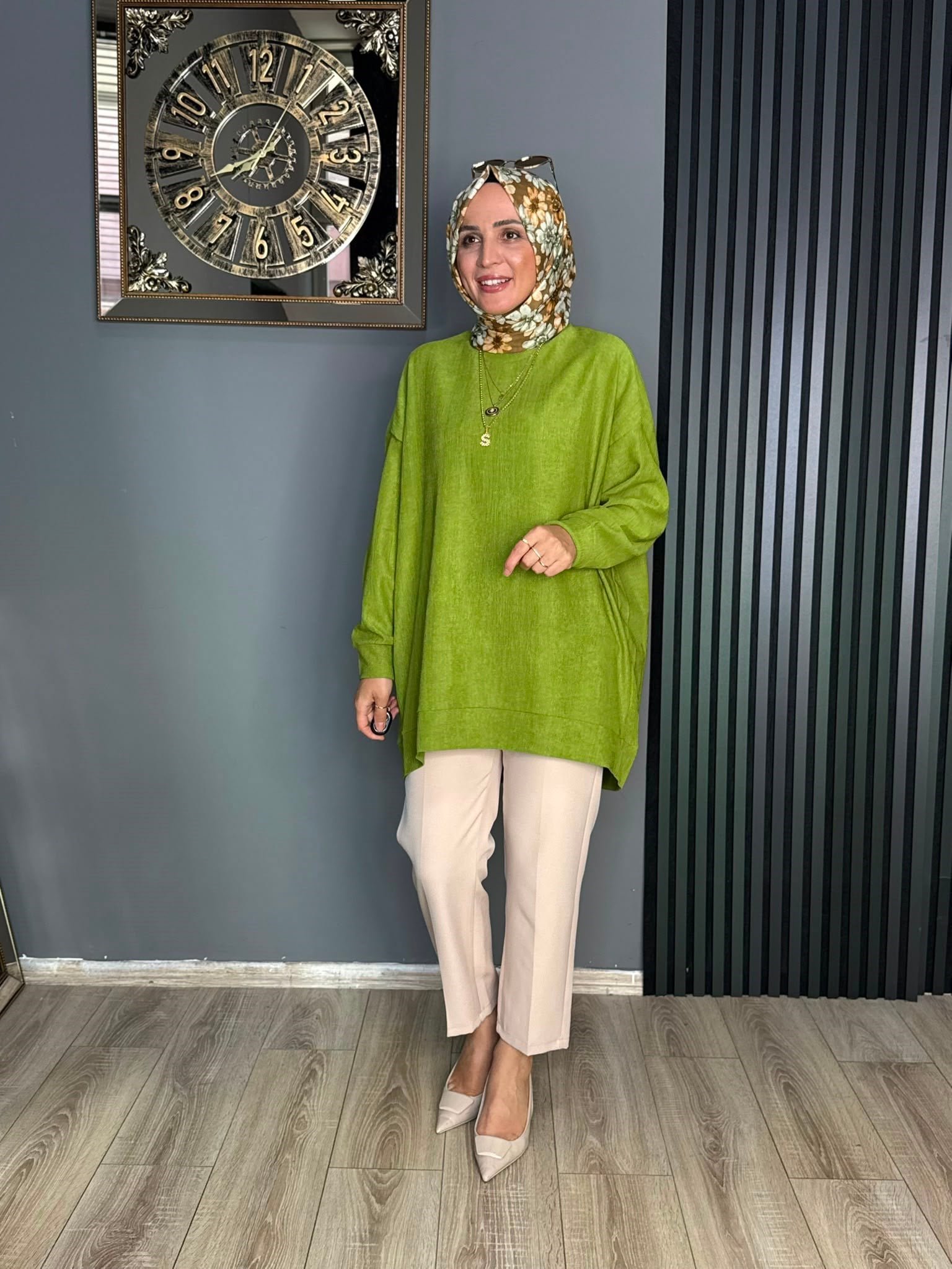 1736  LİNA ÖRME TUNİK YEŞİL