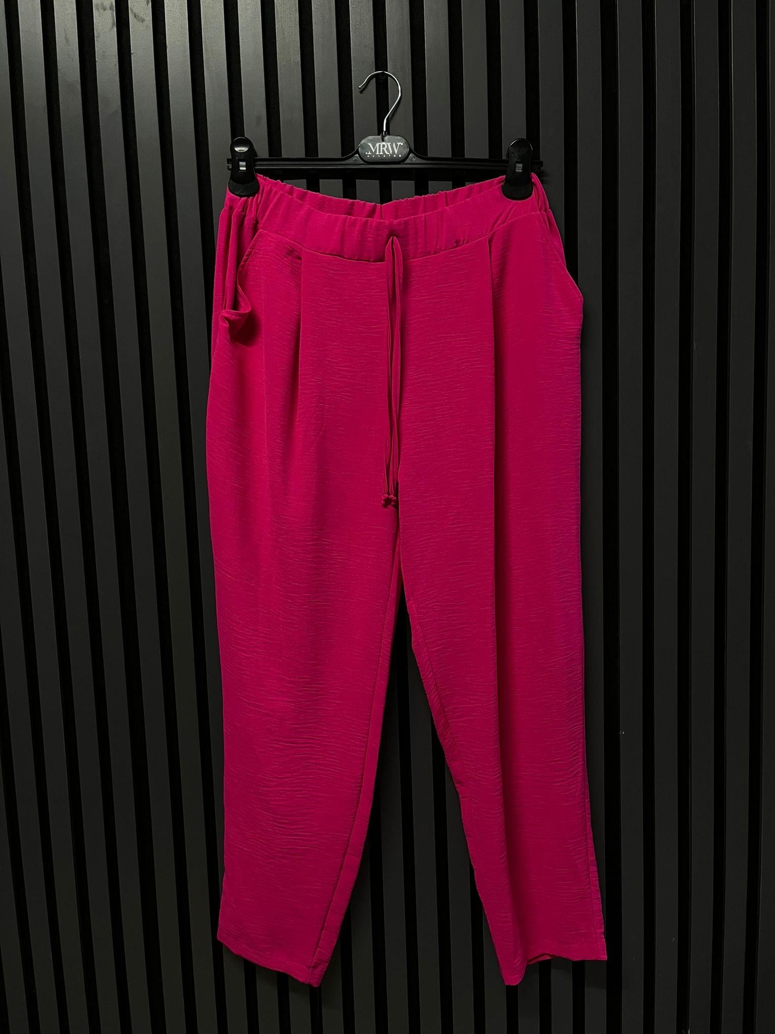 18102 AYROBİN KUMAŞ PANTOLON PEMBE