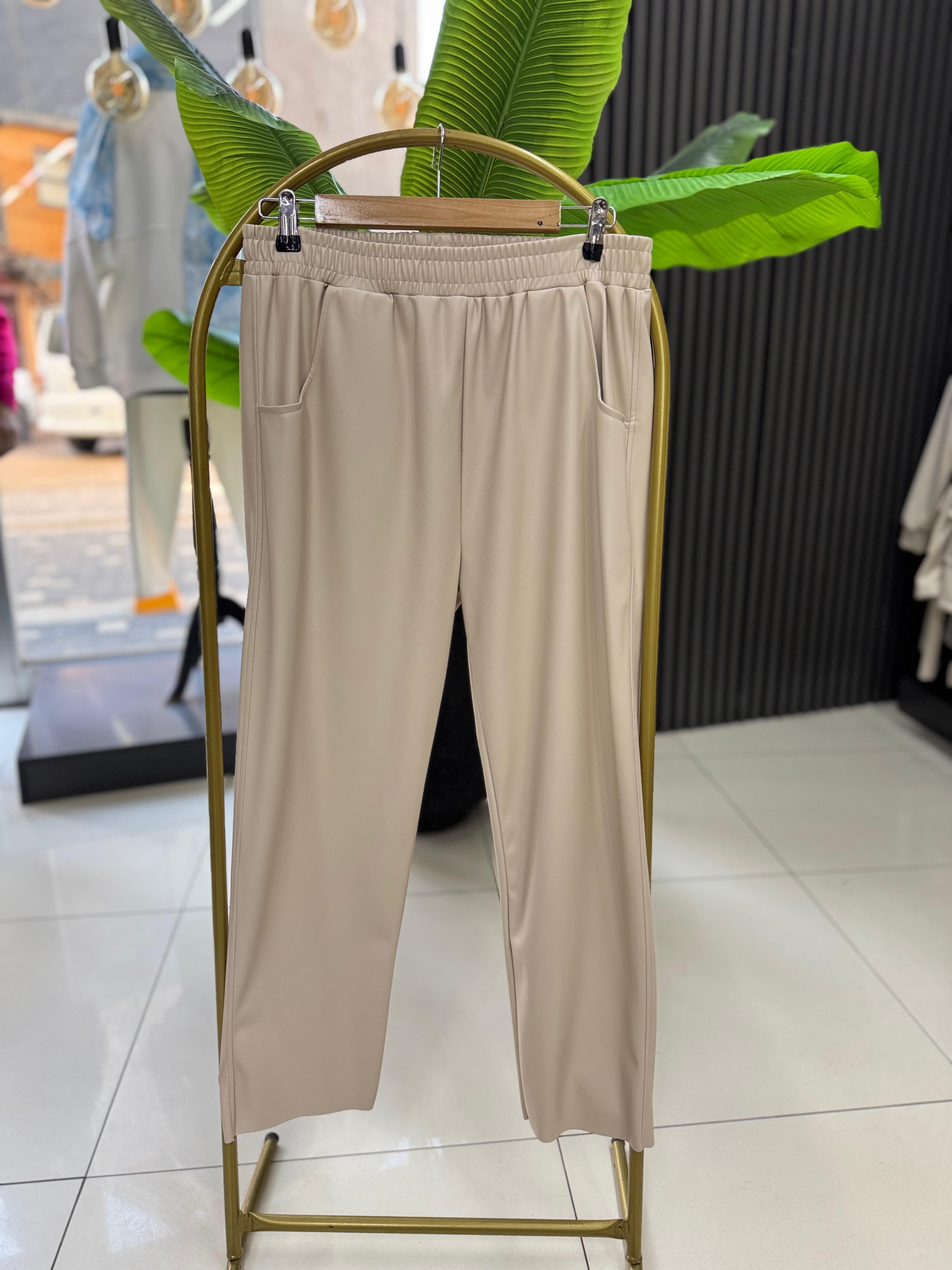 18270 DERİ PANTOLON KREM 