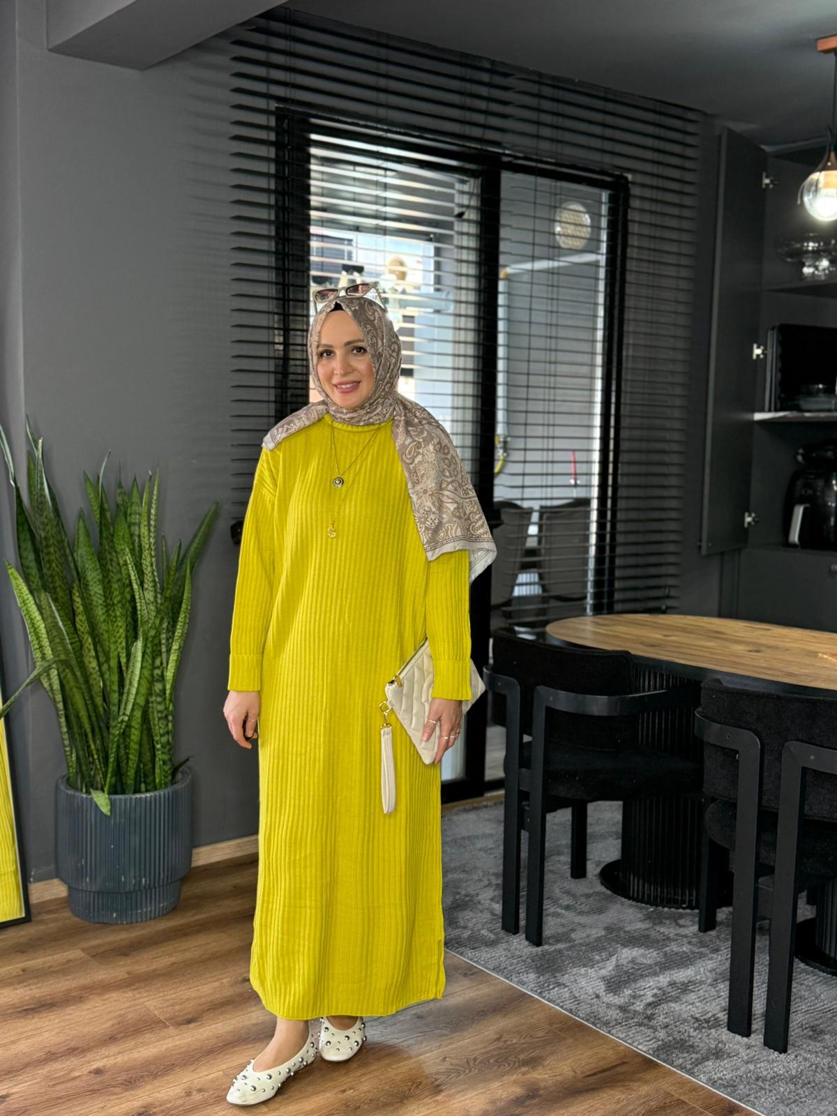 203351 TRİKO ELBİSE YAĞ YEŞİLİ 
