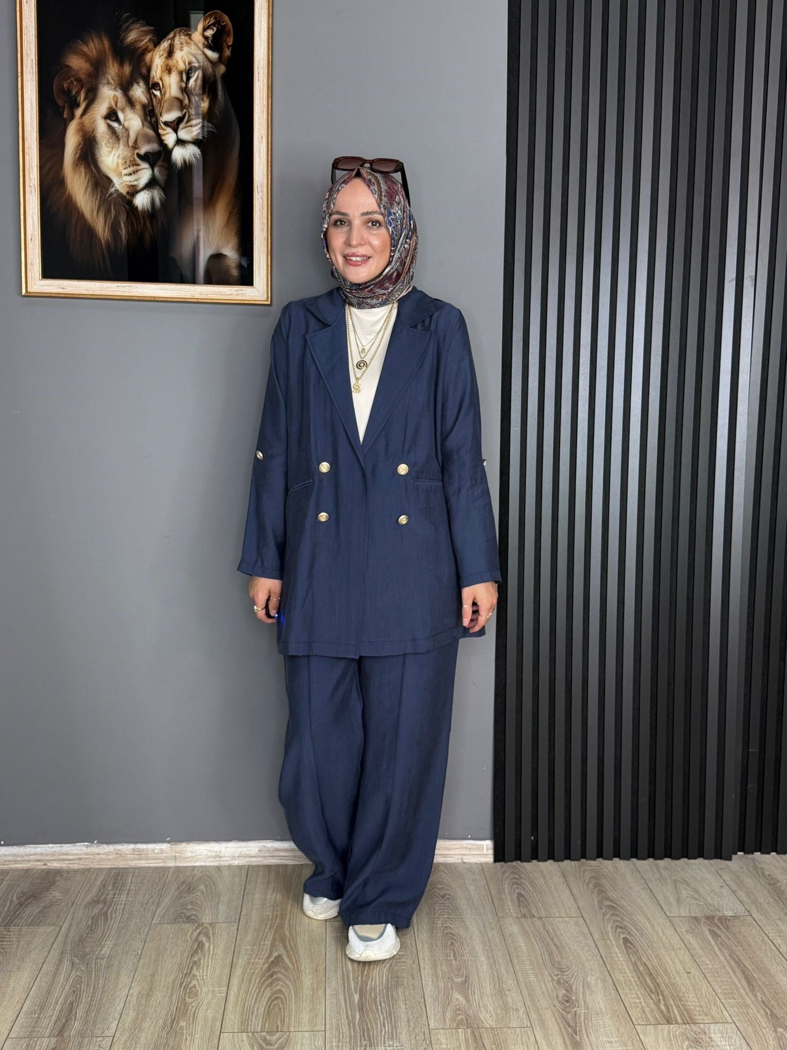 2062 GOLD DÜĞME DETAY  CEPLİ TAKIM LACİVERT 