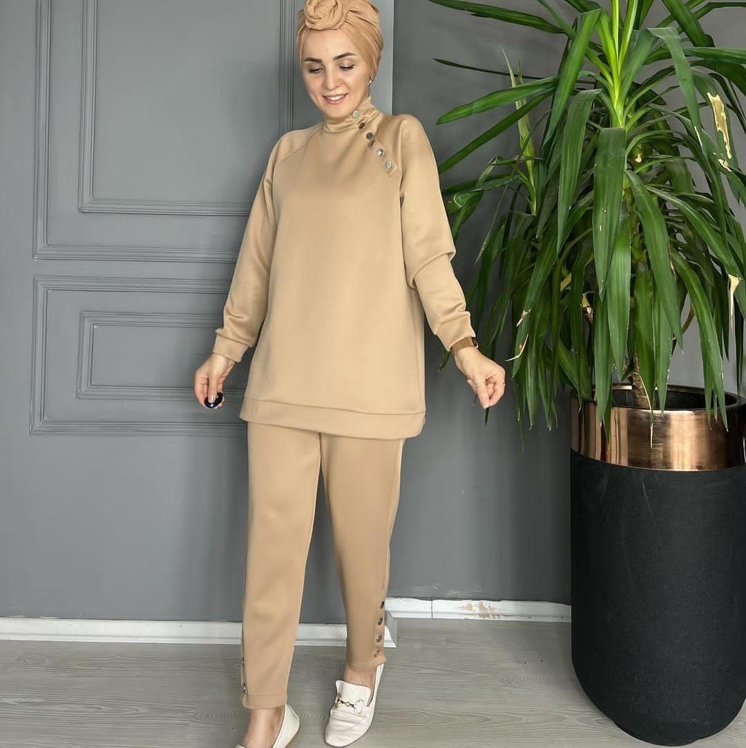 22166 YAKA DETAYI ÇITÇITLI CAMEL L-XL