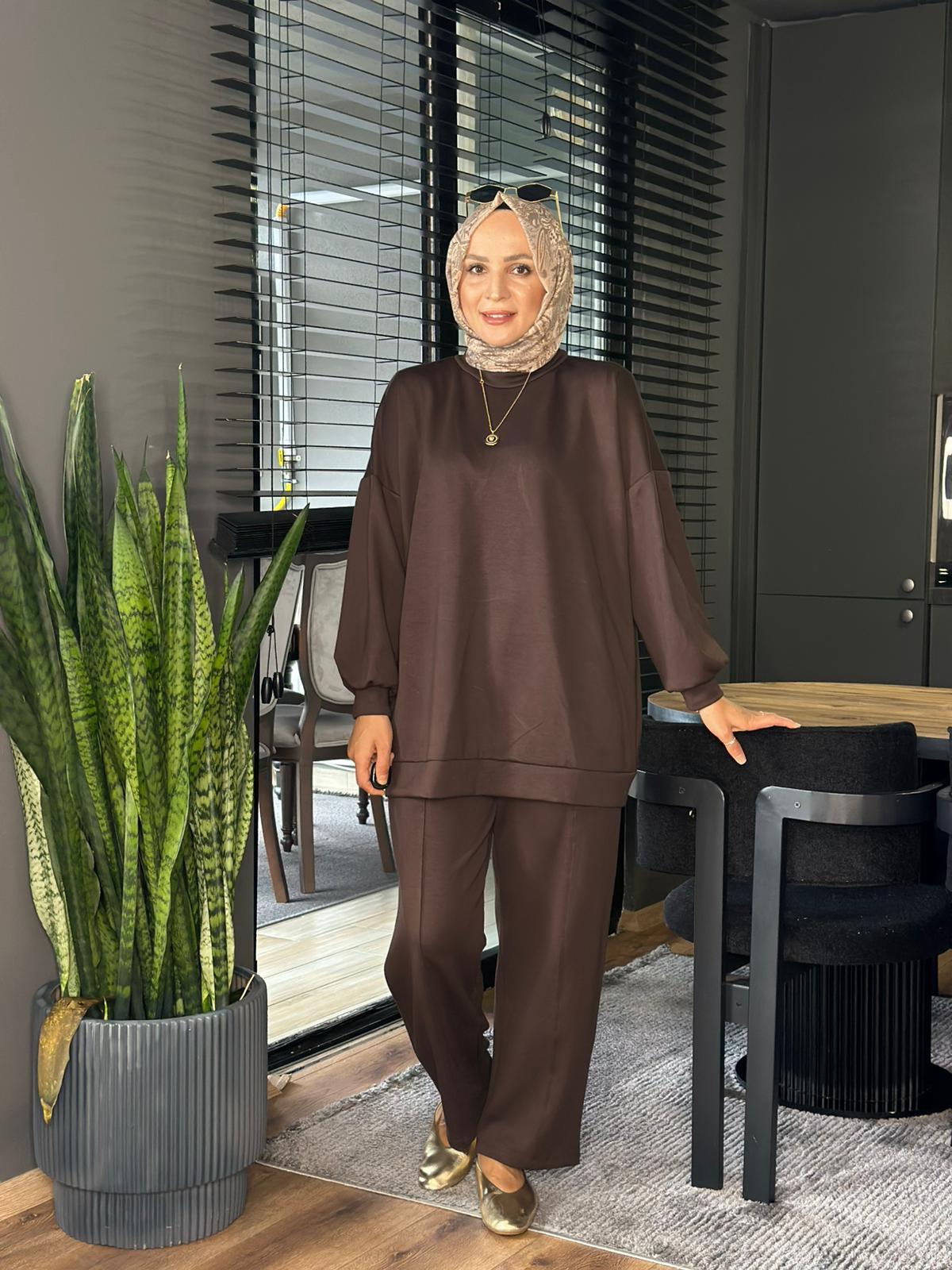 22602 RAHAT İKİ İPLİK TAKIM KAHVERENGİ 