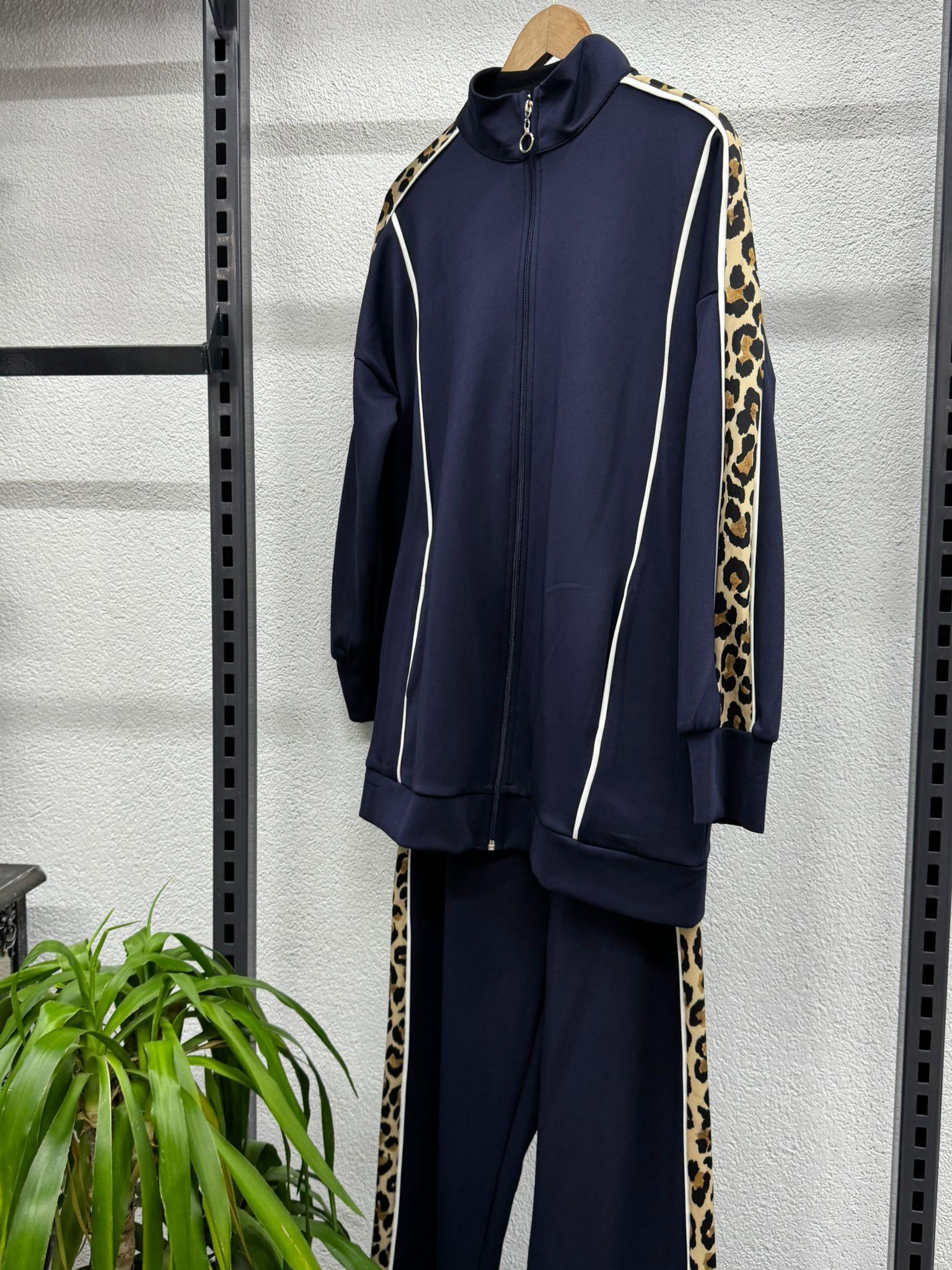 22605 LEOPAR ŞERİTLİ  EŞOFMAN TAKIM LACİVERT  