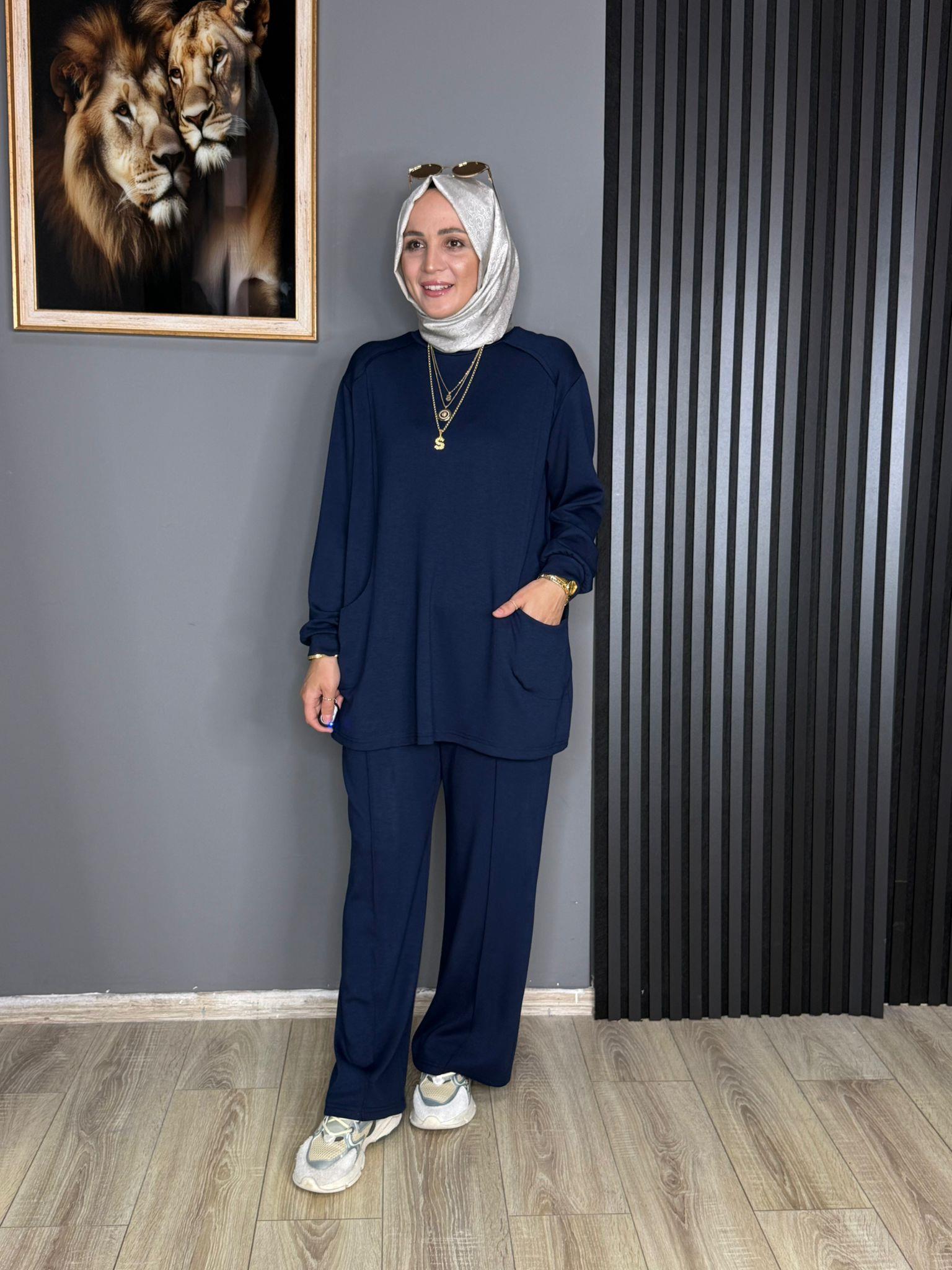 22629 CEPLİ OYSHO TAKIM LACİVERT 