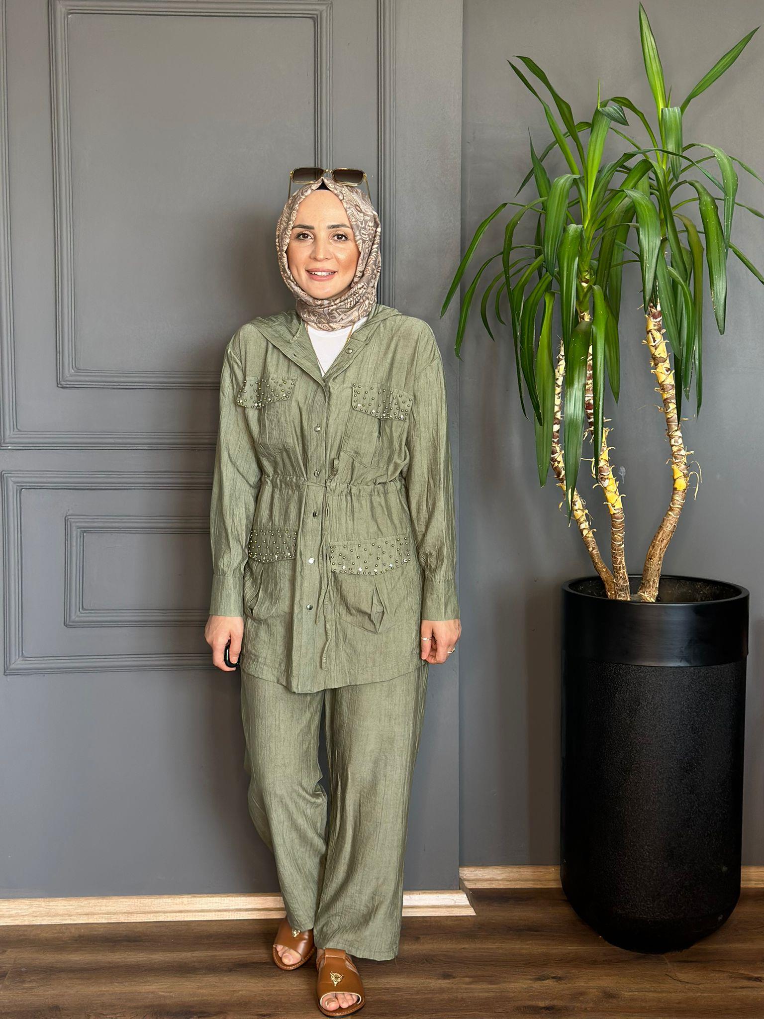 22686 BONCUK DETAYLI MİNT YEŞİLİ TAKIM 
