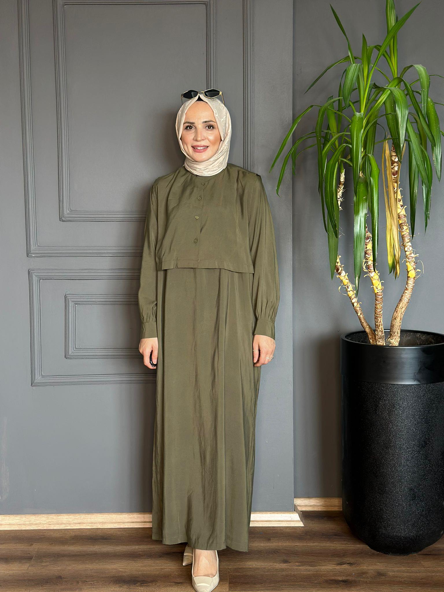 22711 TENSEL MİNT YEŞİLİ ELBİSE