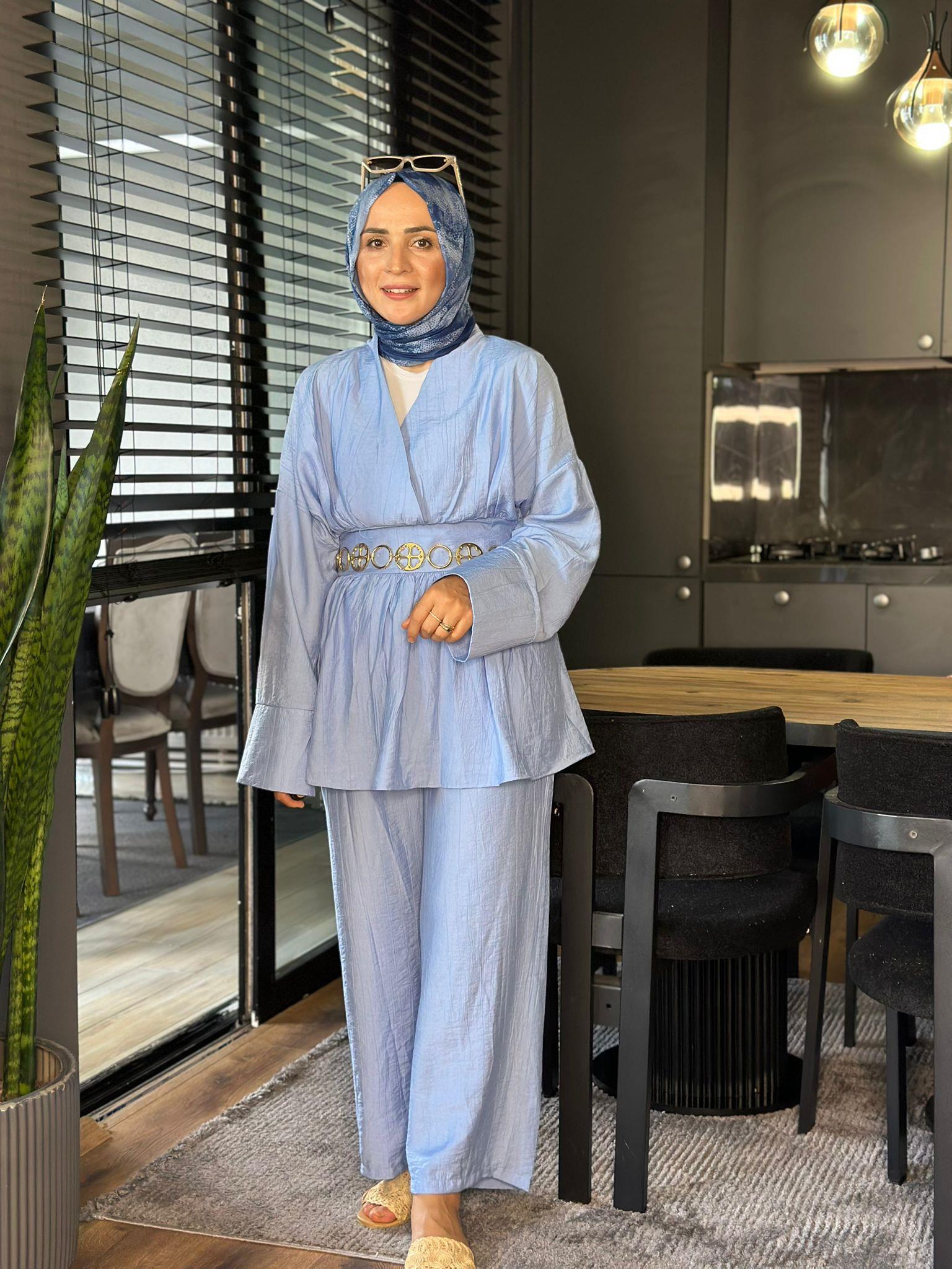 22740 V YAKA  MODAL KUMAŞ TAKIM BEBE MAVİSİ 