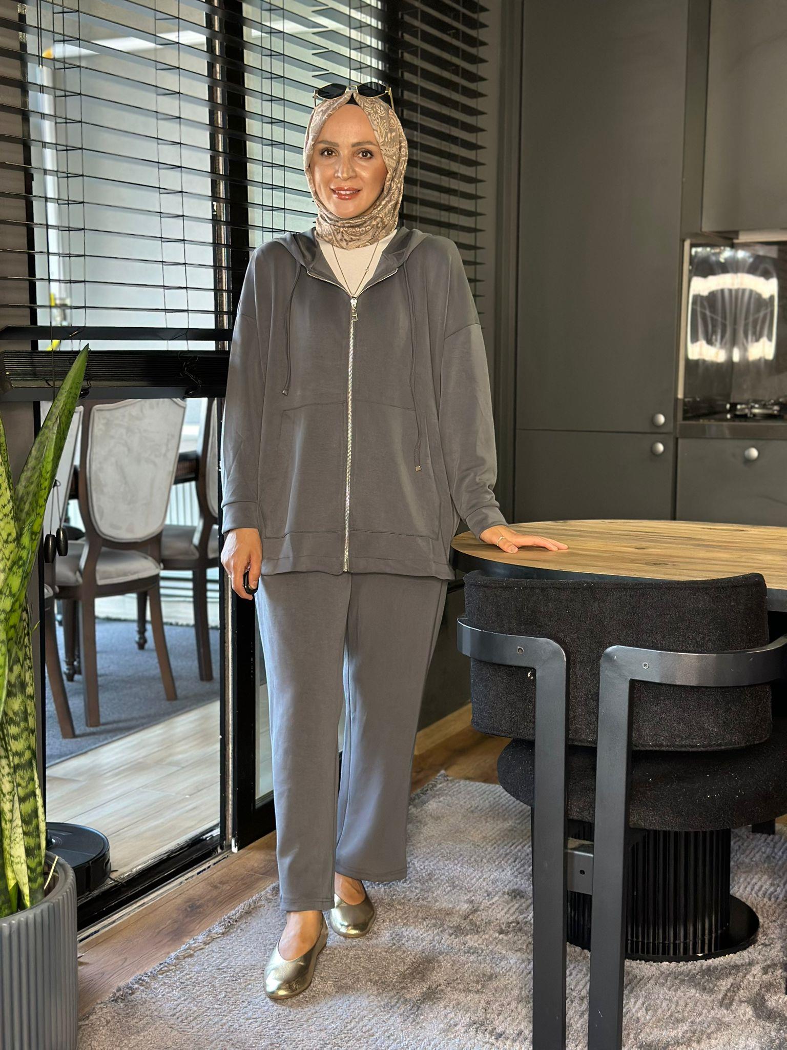 22742 KAPUŞONLU OYSHO TAKIM GRİ 