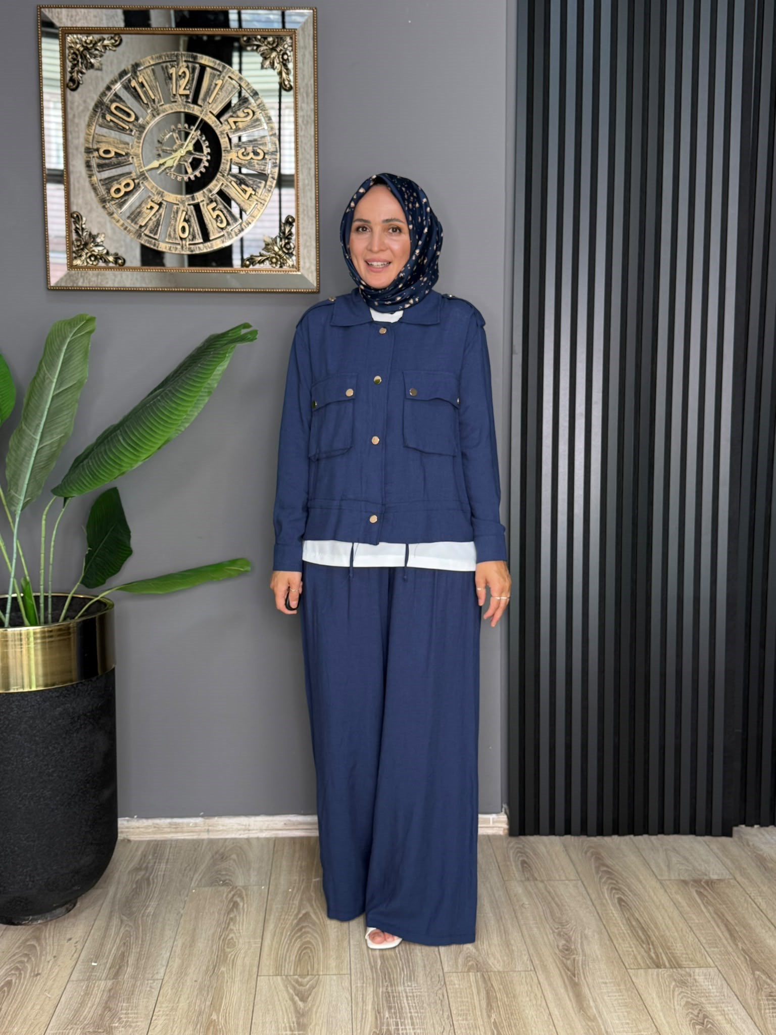 22879 MANOLYA KETEN TAKIM LACİVERT S-M 