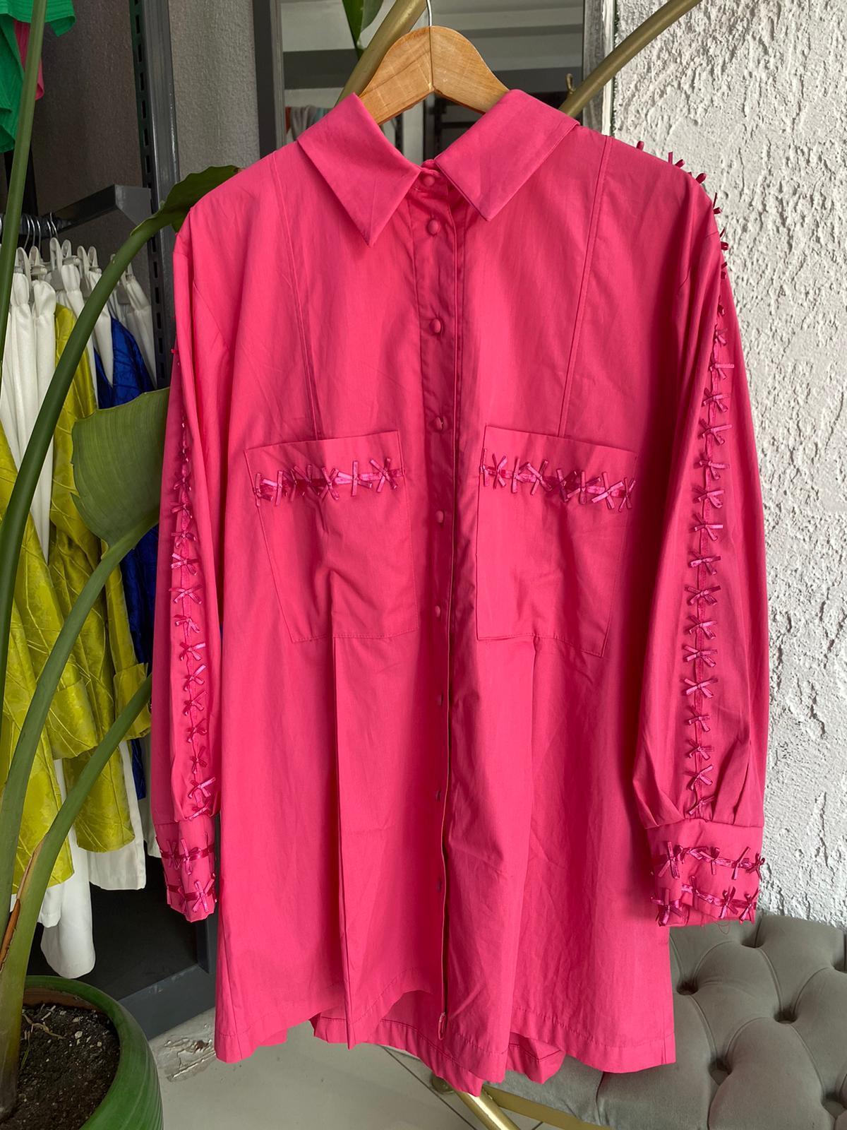 23002 KURDALELİ GÖMLEK PEMBE L-XL