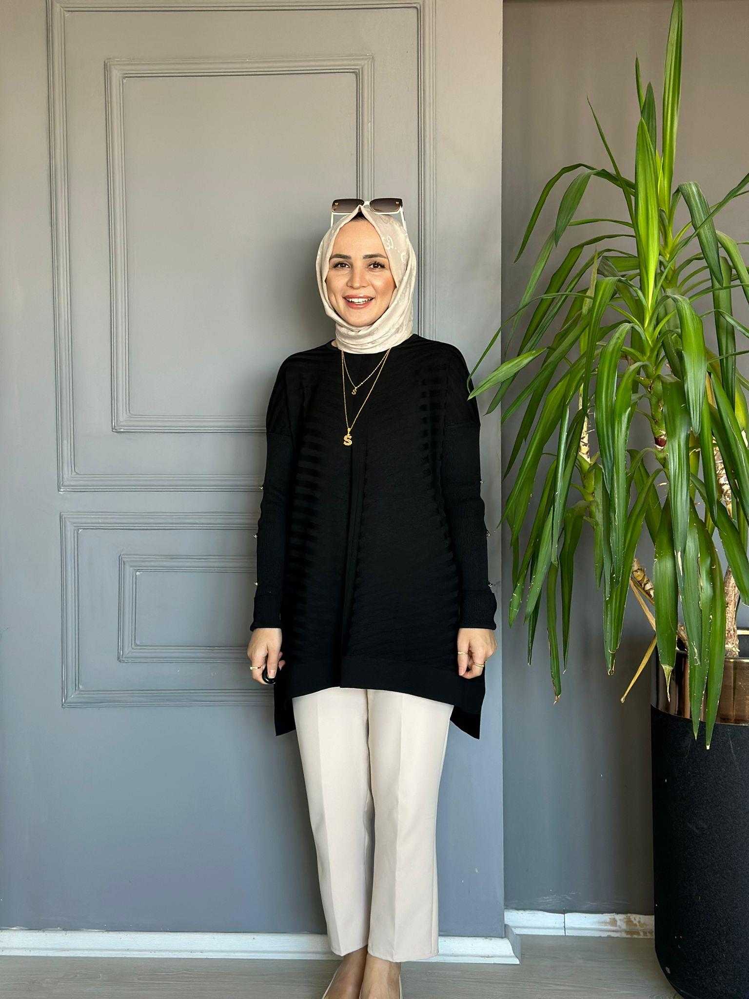 23719 KOL DETAY MERSERİZE SİYAH