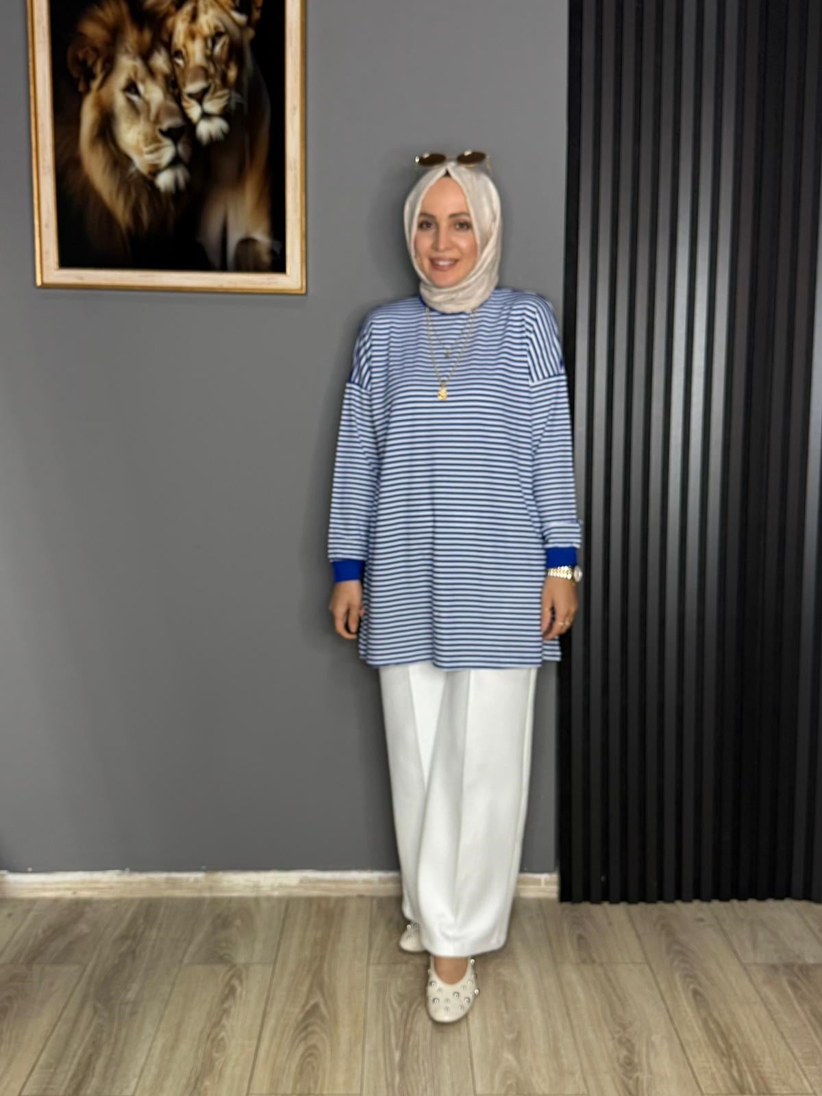 24093 ÇİZGİLİ PENYE LACİVERT STANDART