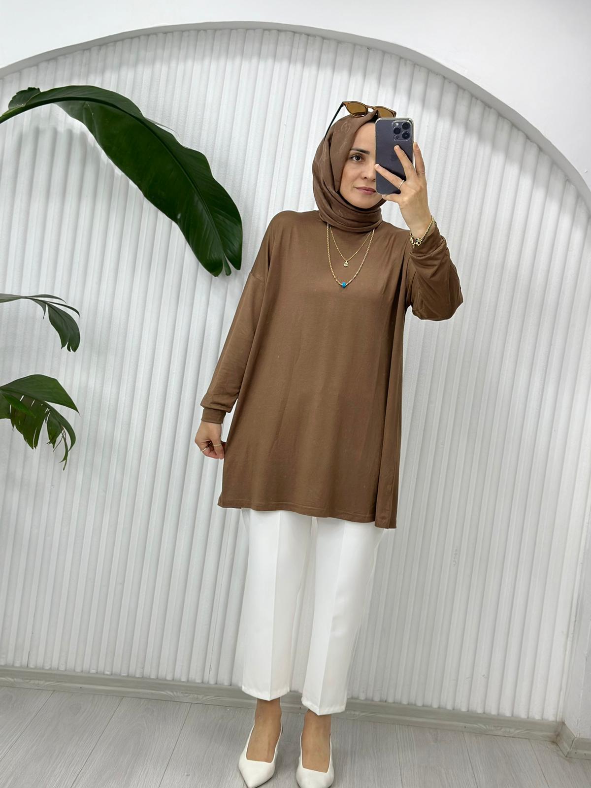 24181 PENYE KUMAŞ TUNİK KAHVE