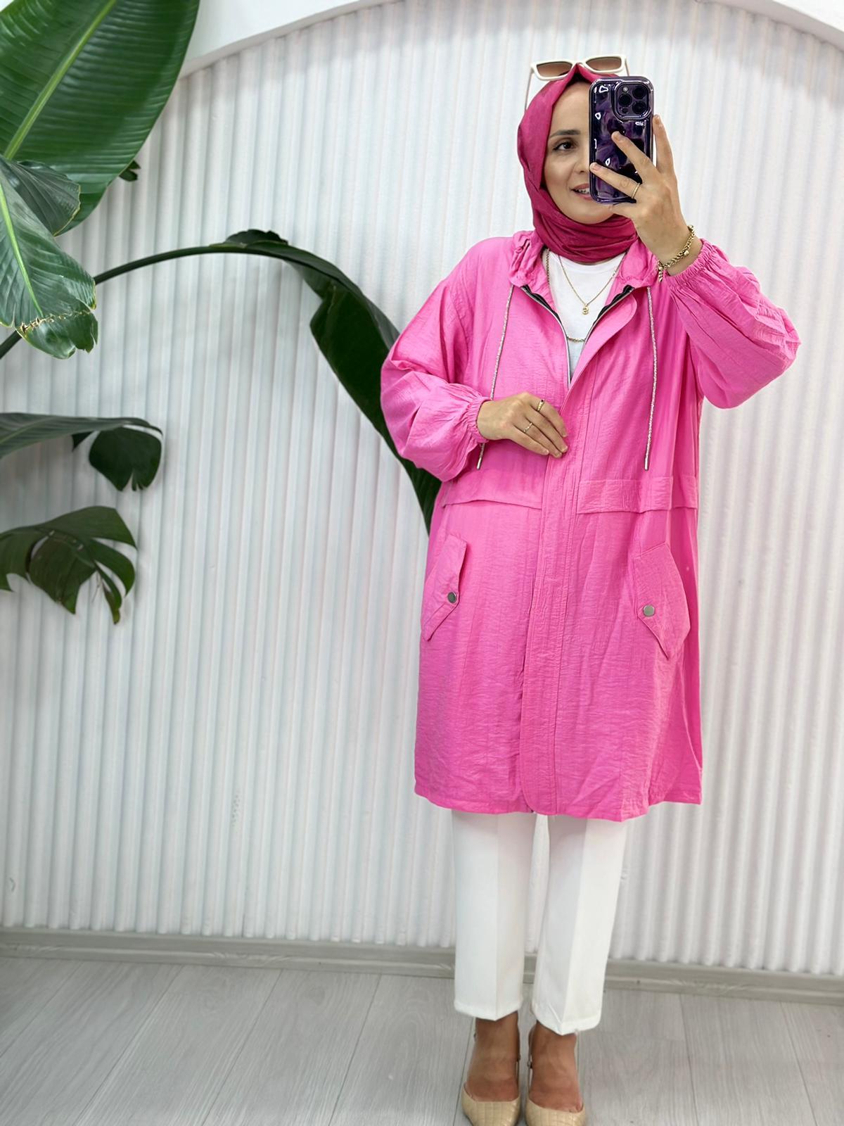 24215 DÜĞME DETAY KAP PEMBE S-M