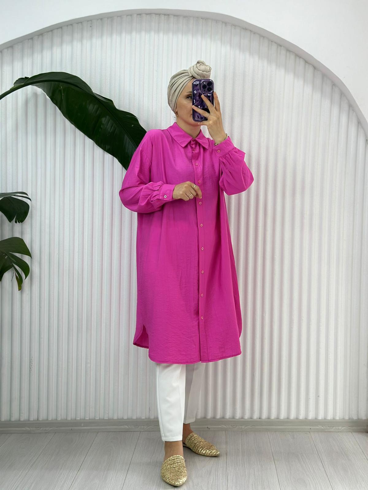 24232 MİDİ BOY GÖMLEK PEMBE 
